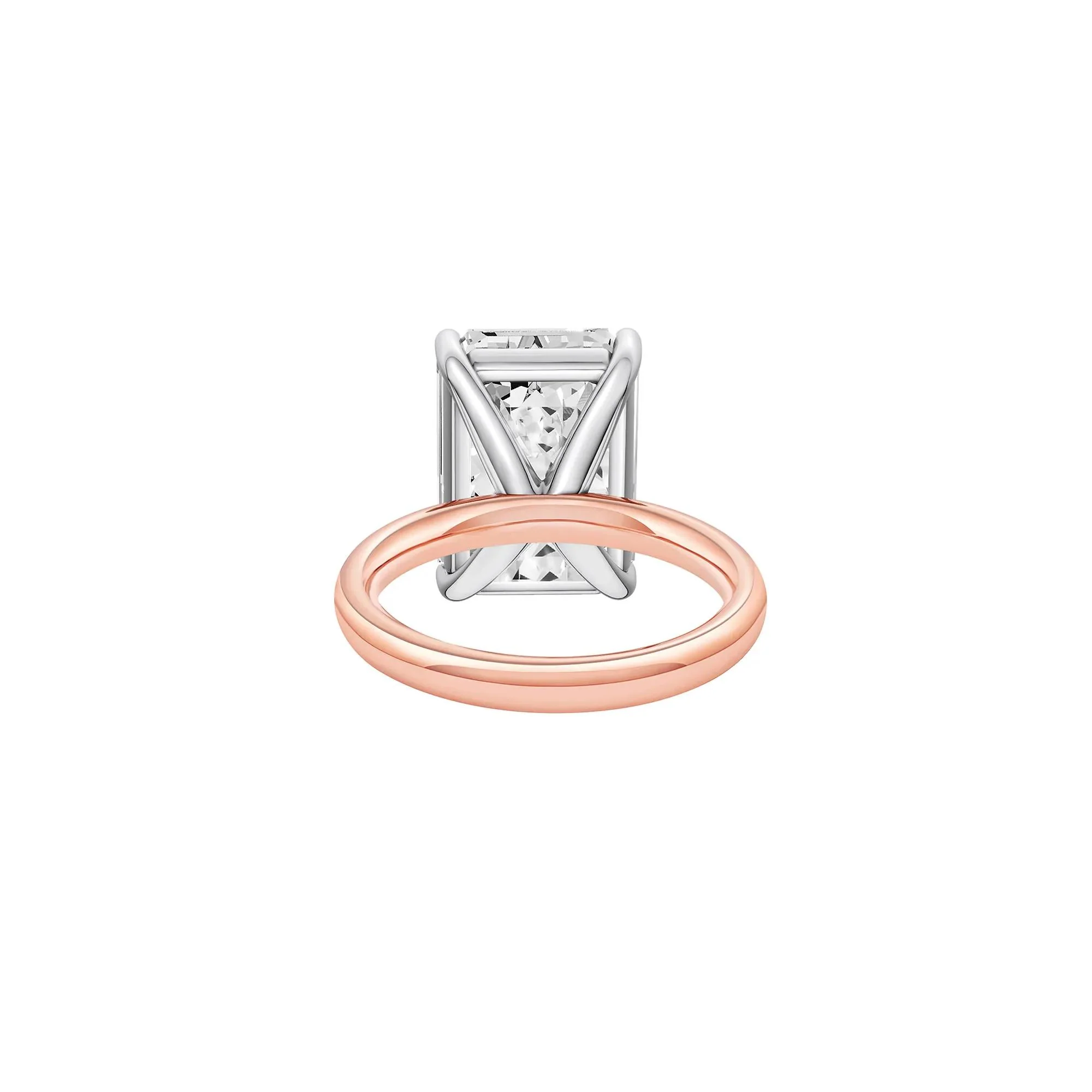 Lab Grown Diamond Emerald-Cut Solitaire Ring 14K Rose & White Gold (10 CT.) Size 6.5 2mm - Image 3