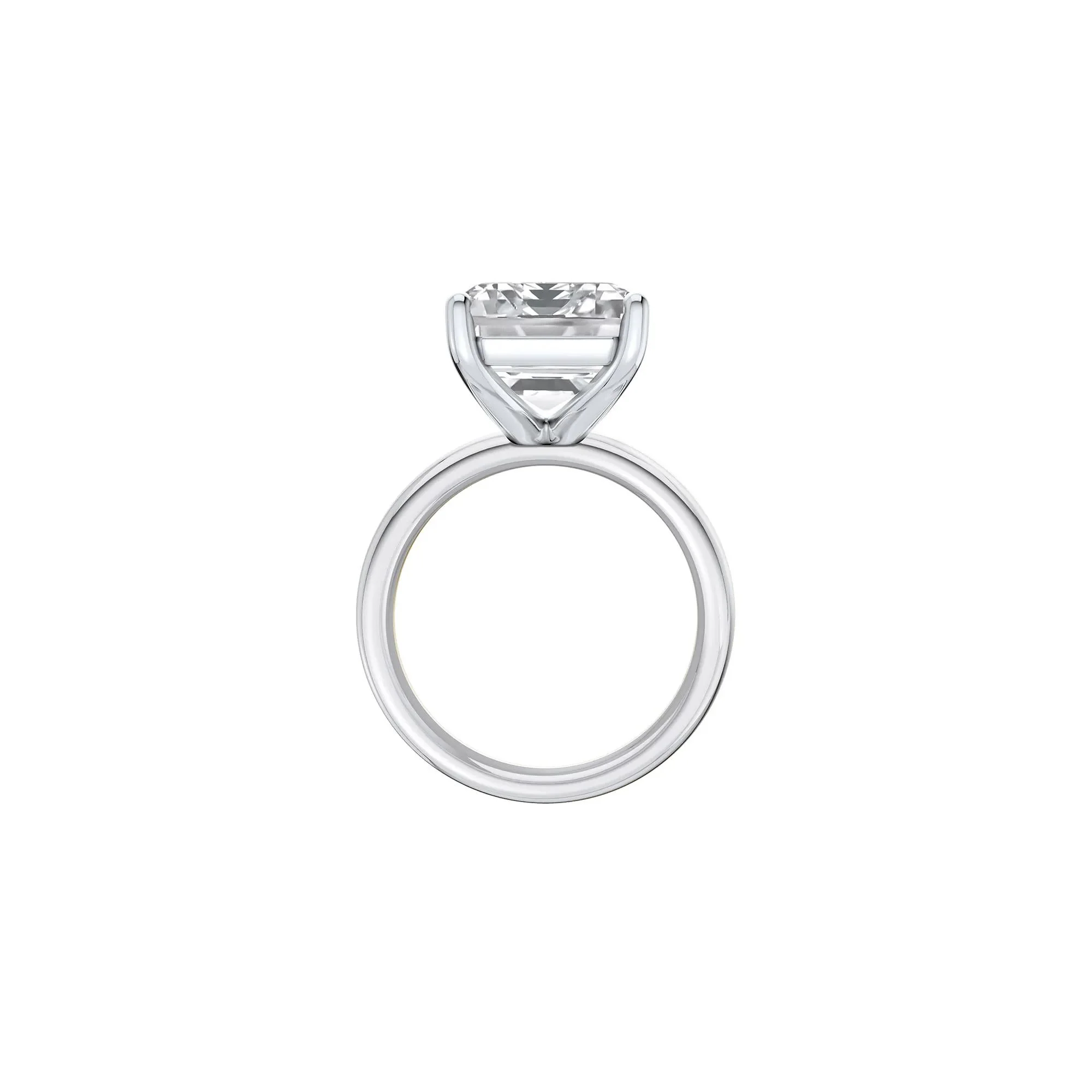 Lab Grown Diamond Emerald-Cut Solitaire Ring 14K White Gold (10 CT.) Size 4 2mm - Image 2