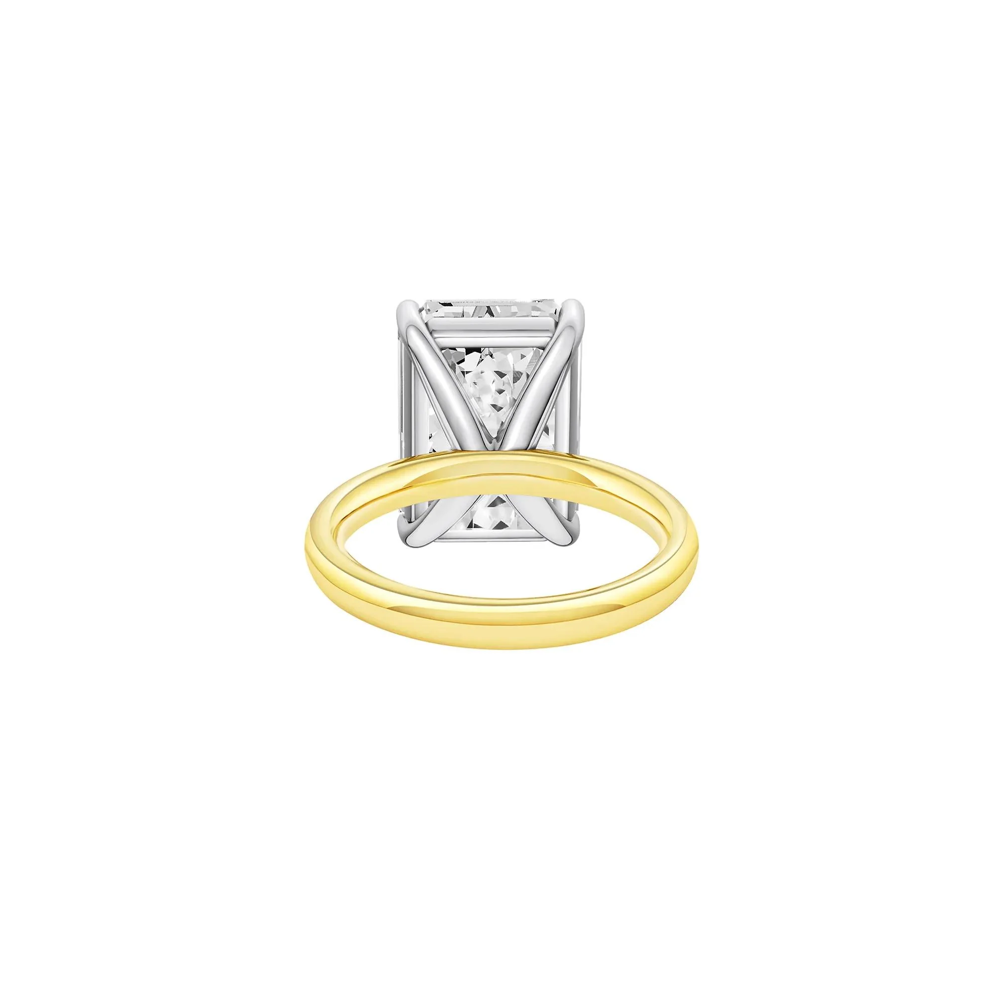 Lab Grown Diamond Emerald-Cut Solitaire Ring 14K Yellow & White Gold (10 CT.) Size 10 2mm - Image 4