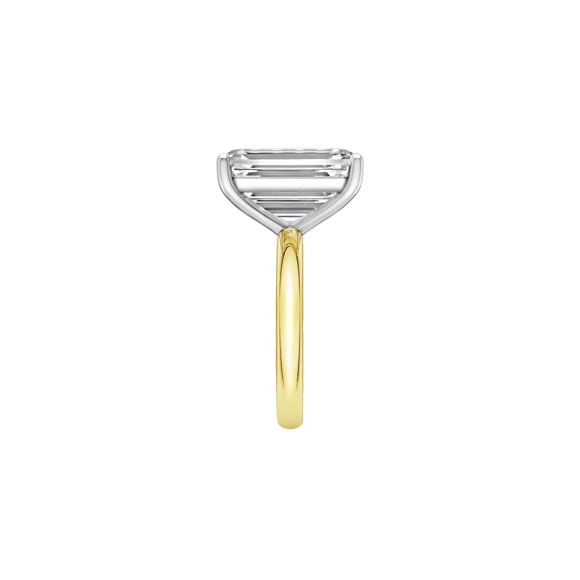 Lab Grown Diamond Emerald-Cut Solitaire Ring 14K Yellow & White Gold (10 CT.) Size 11.5 2mm - Image 3