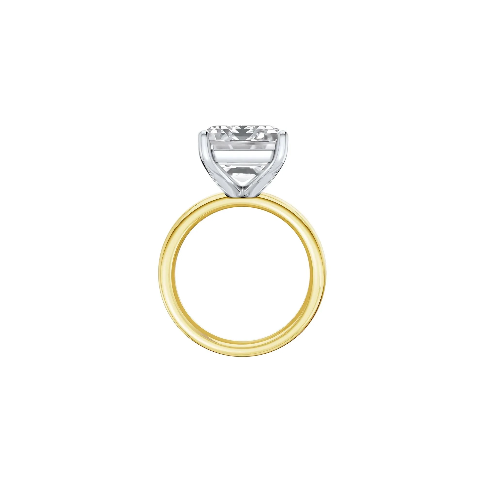 Lab Grown Diamond Emerald-Cut Solitaire Ring 14K Yellow & White Gold (10 CT.) Size 7.5 2mm - Image 2