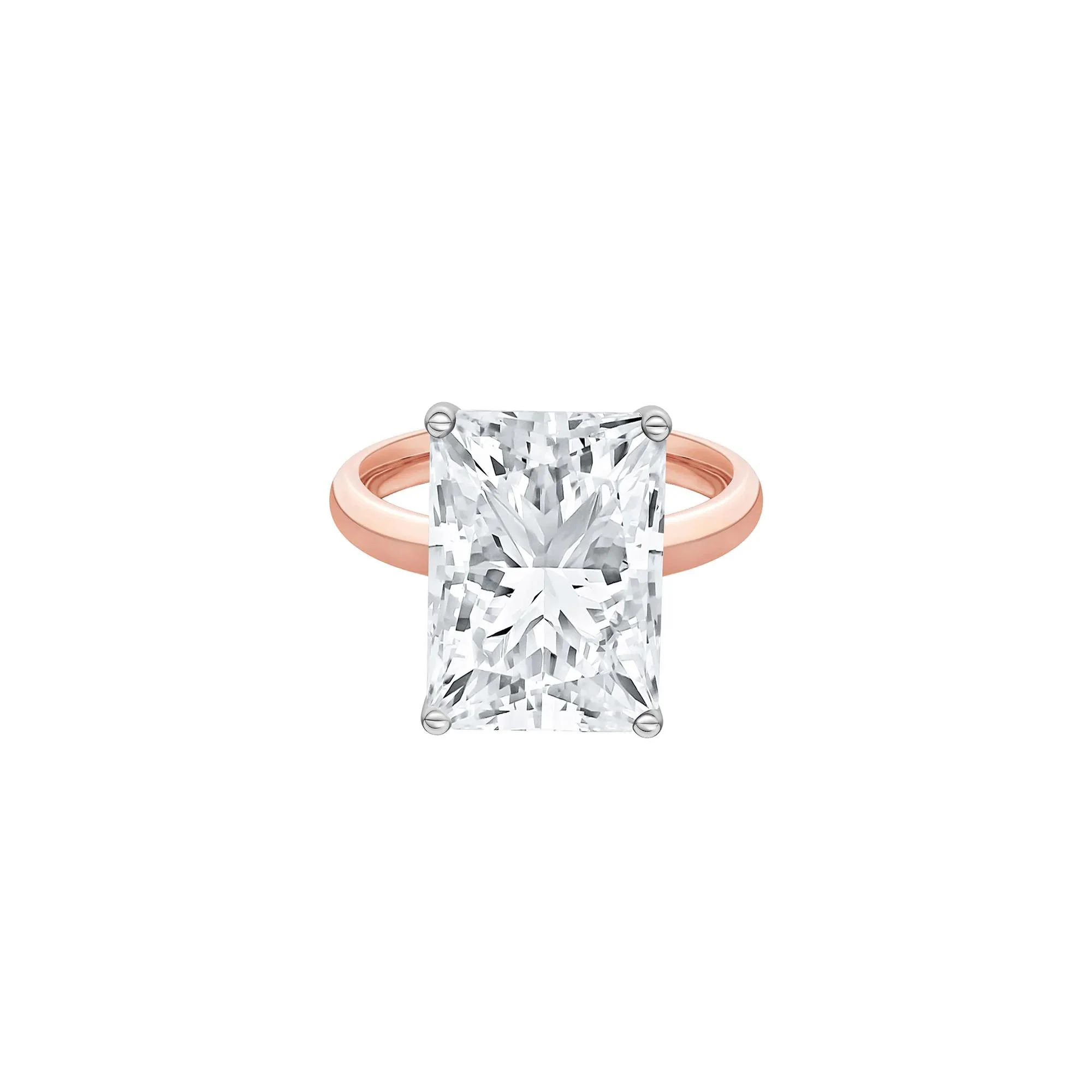 Lab Grown Diamond Radiant-Cut Solitaire Ring 14K Rose & White Gold (7 CT.) Size 5.5 2mm