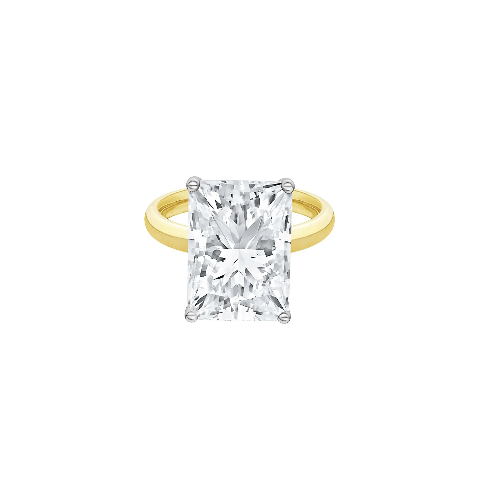 Lab Grown Diamond Radiant-Cut Solitaire Ring 14K Yellow & White Gold (7 CT.) Size 9.5 2mm