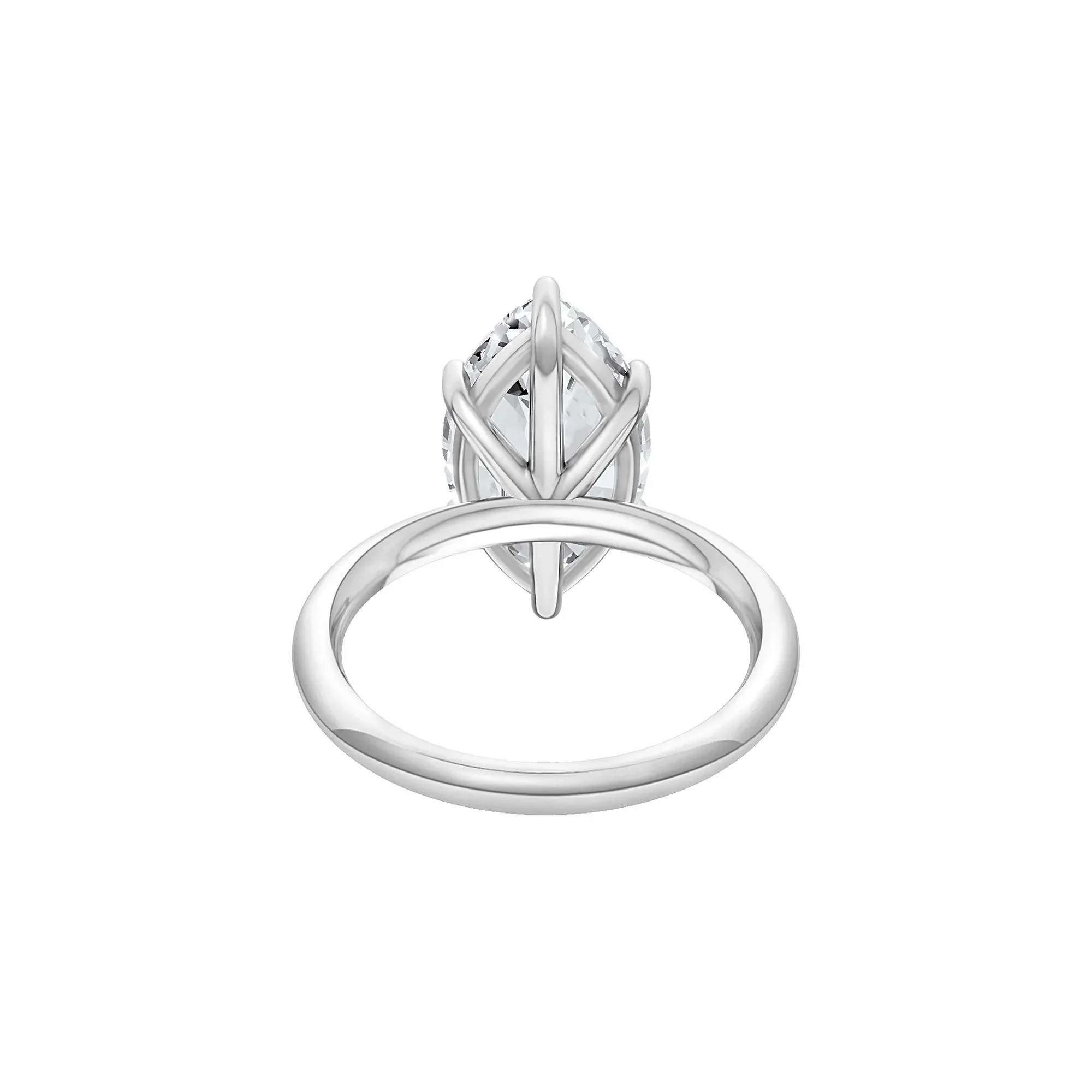 Lab Grown Diamond Marquise Solitaire Engagement Ring 14K White Gold (4 CT.) Size 10.5 2mm - Image 4