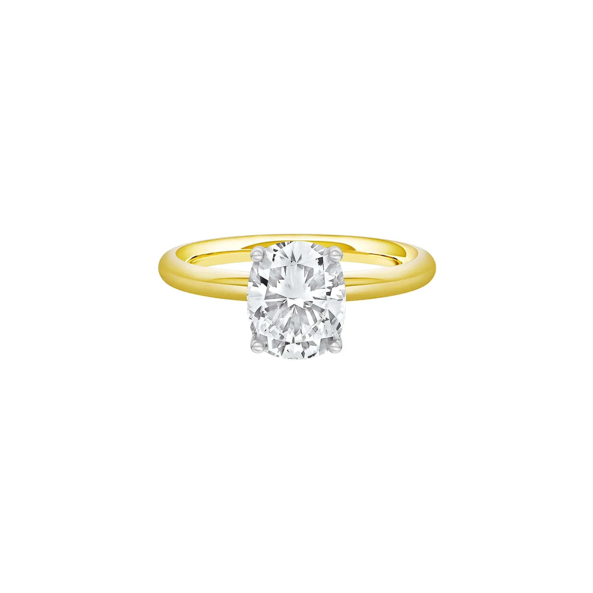 1/2 CT. Tw. Lab Grown Diamond Elongated Cushion-Cut Engagement Ring 14K Yellow and White Gold Size 8.5 2mm