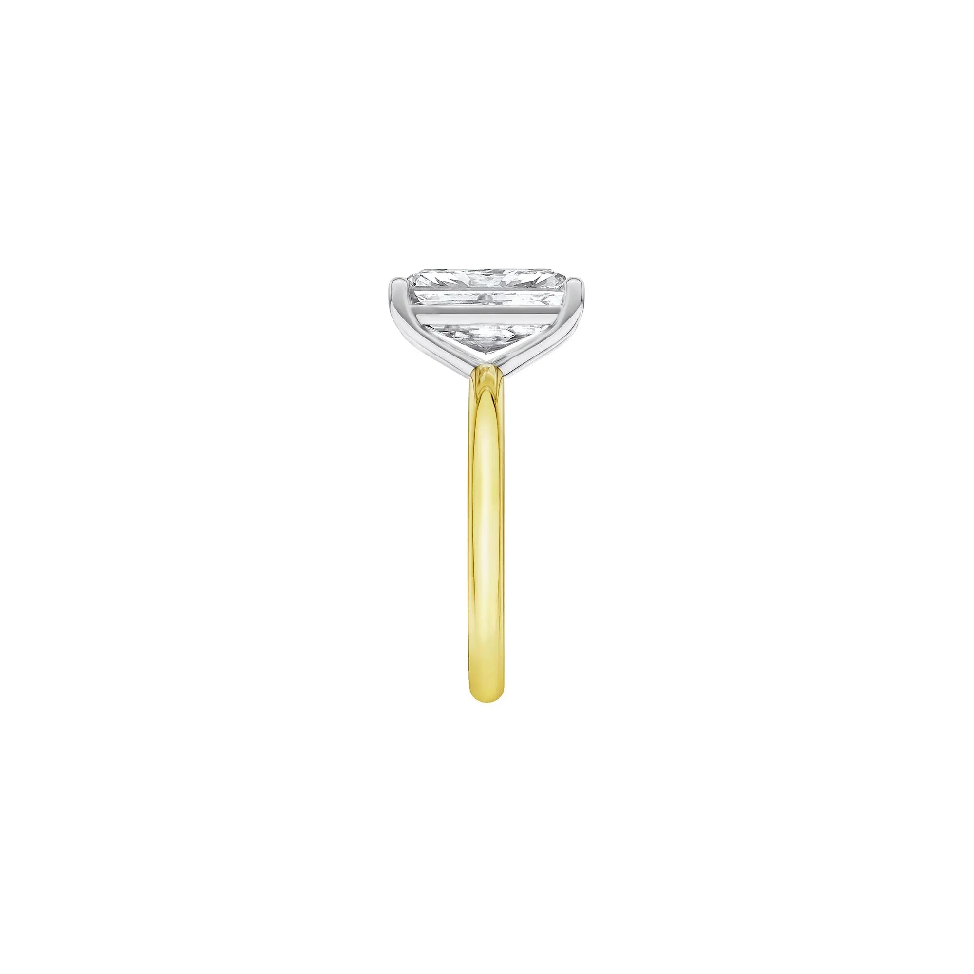 Lab Grown Diamond Radiant-Cut Solitaire Ring 14K Yellow & White Gold (4 CT.) Size 5.5 2mm - Image 3