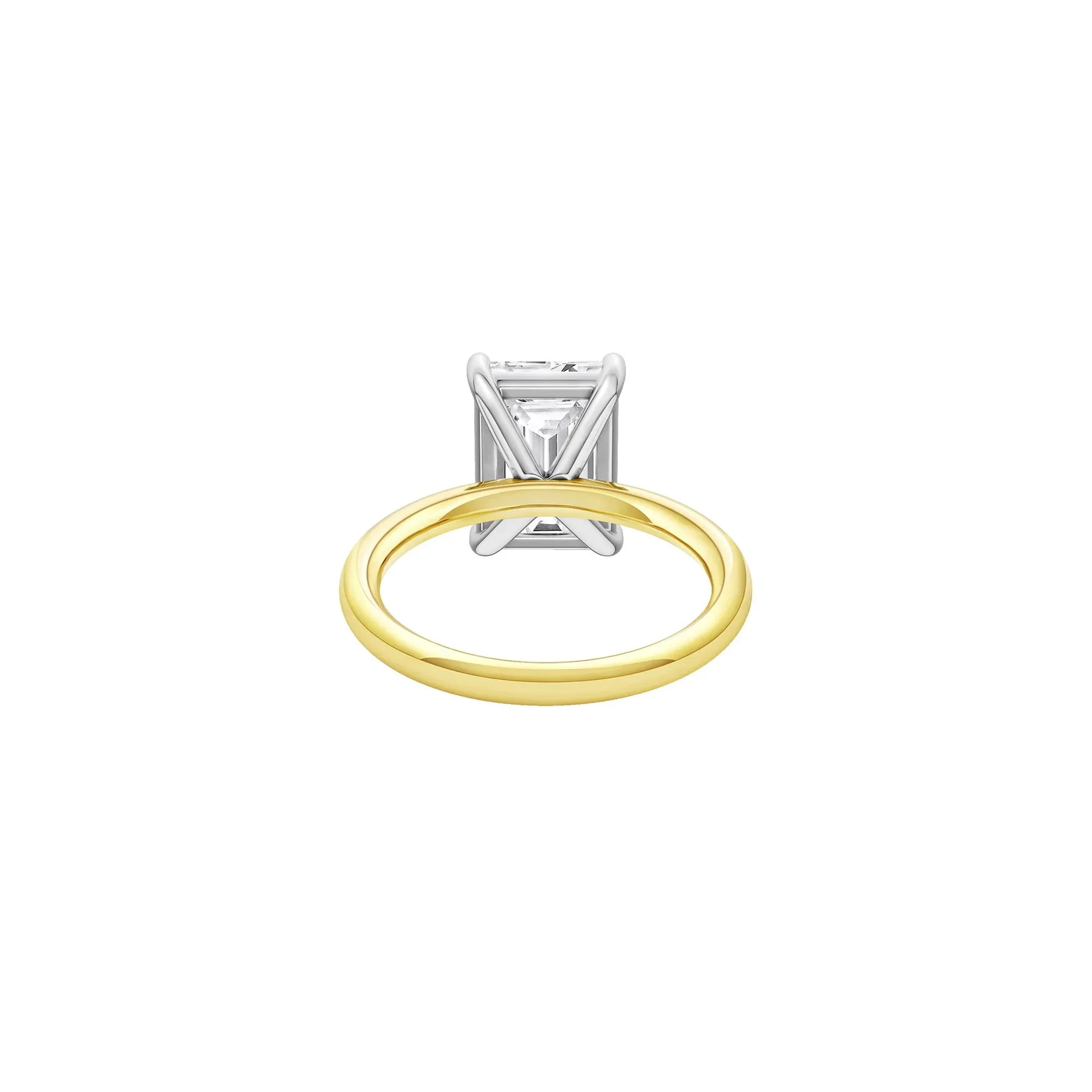 Lab Grown Diamond Radiant-Cut Solitaire Ring 14K Yellow & White Gold (4 CT.) Size 5.5 2mm - Image 4