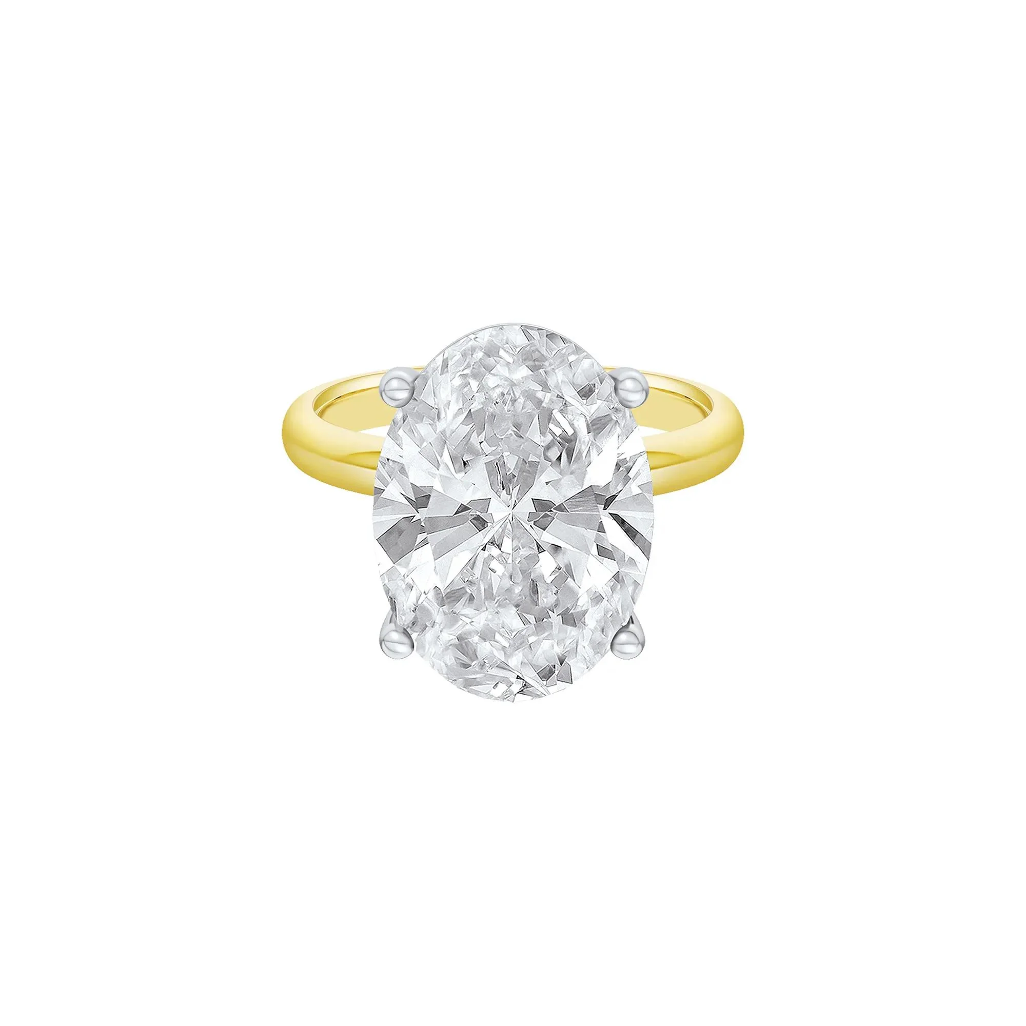 Lab Grown Diamond Oval Solitaire Ring 14K Yellow & White Gold (10 CT.) Size 10.5 2mm