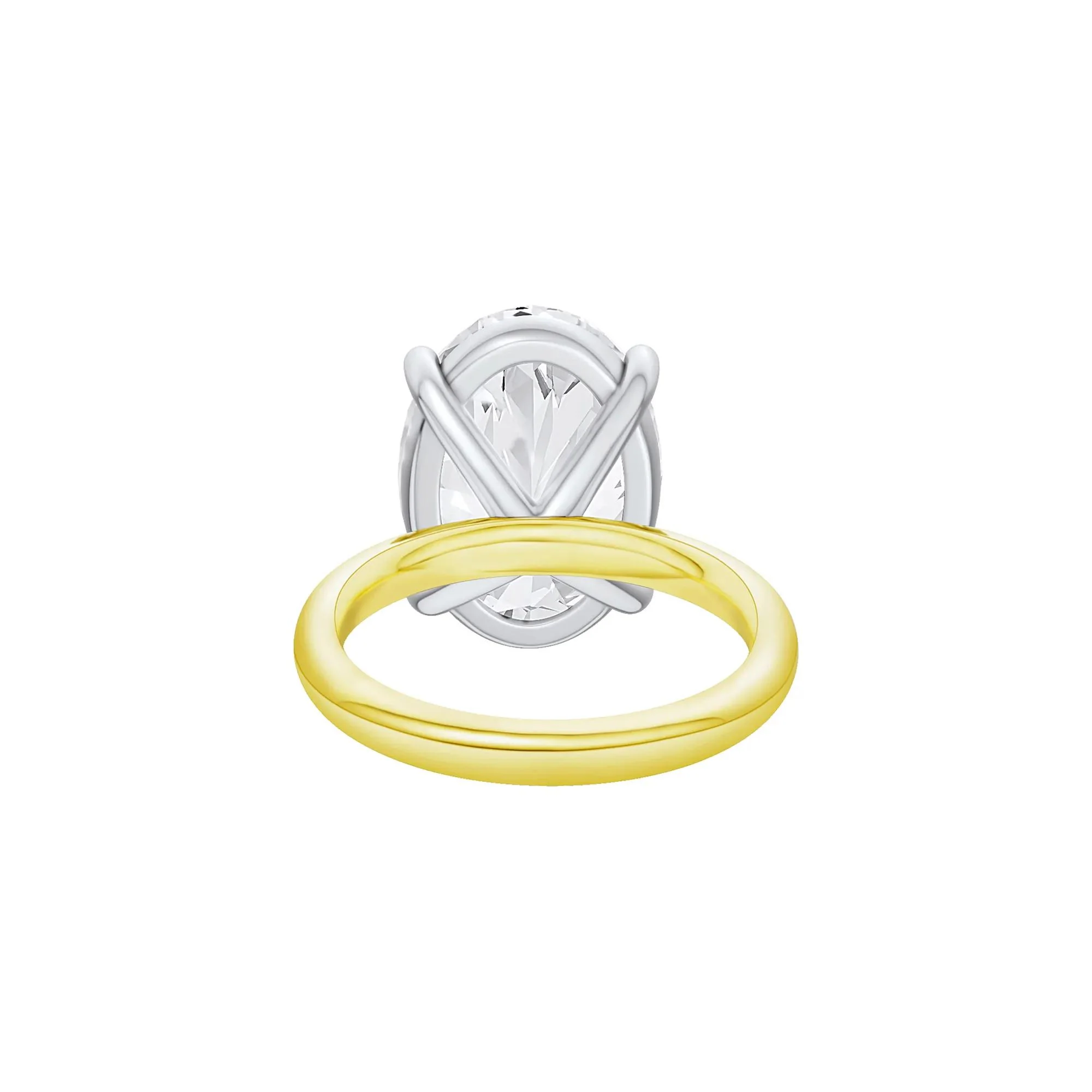 Lab Grown Diamond Oval Solitaire Ring 14K Yellow & White Gold (10 CT.) Size 10.5 2mm - Image 4
