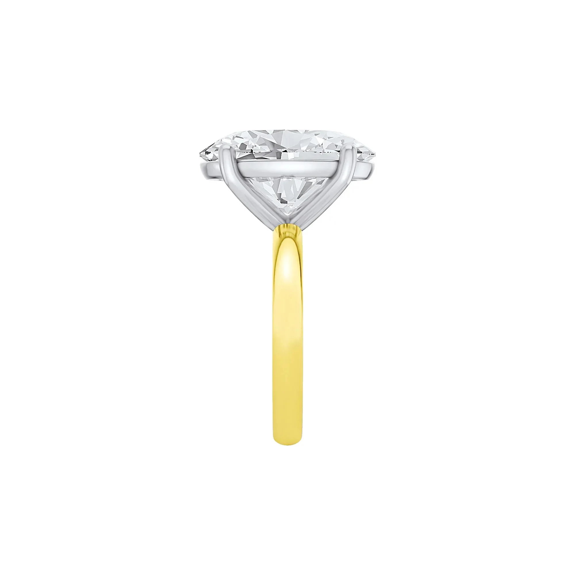 Lab Grown Diamond Oval Solitaire Ring 14K Yellow & White Gold (10 CT.) Size 8 2mm - Image 3