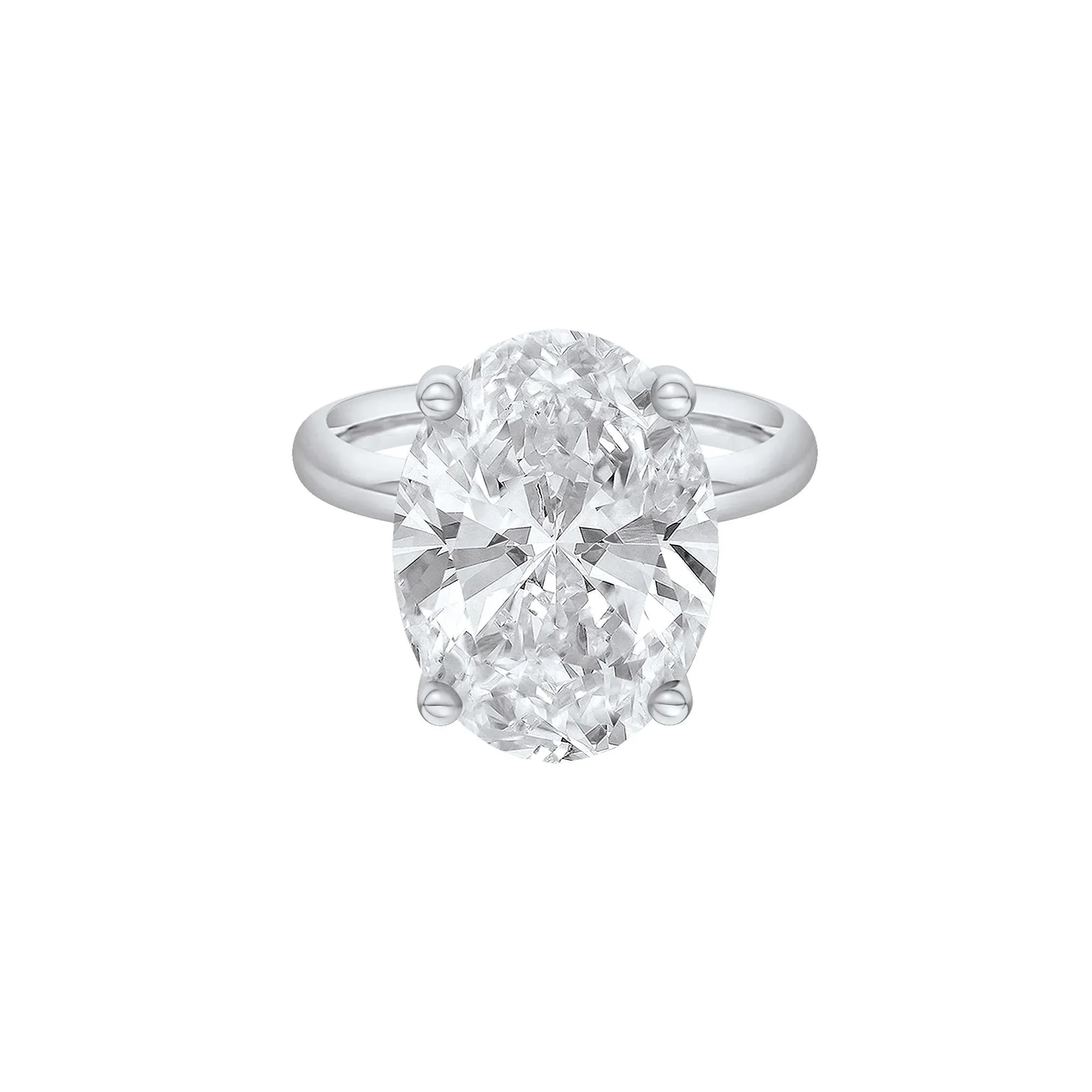 Lab Grown Diamond Oval Solitaire Ring Platinum (10 CT.) White Size 12 2mm