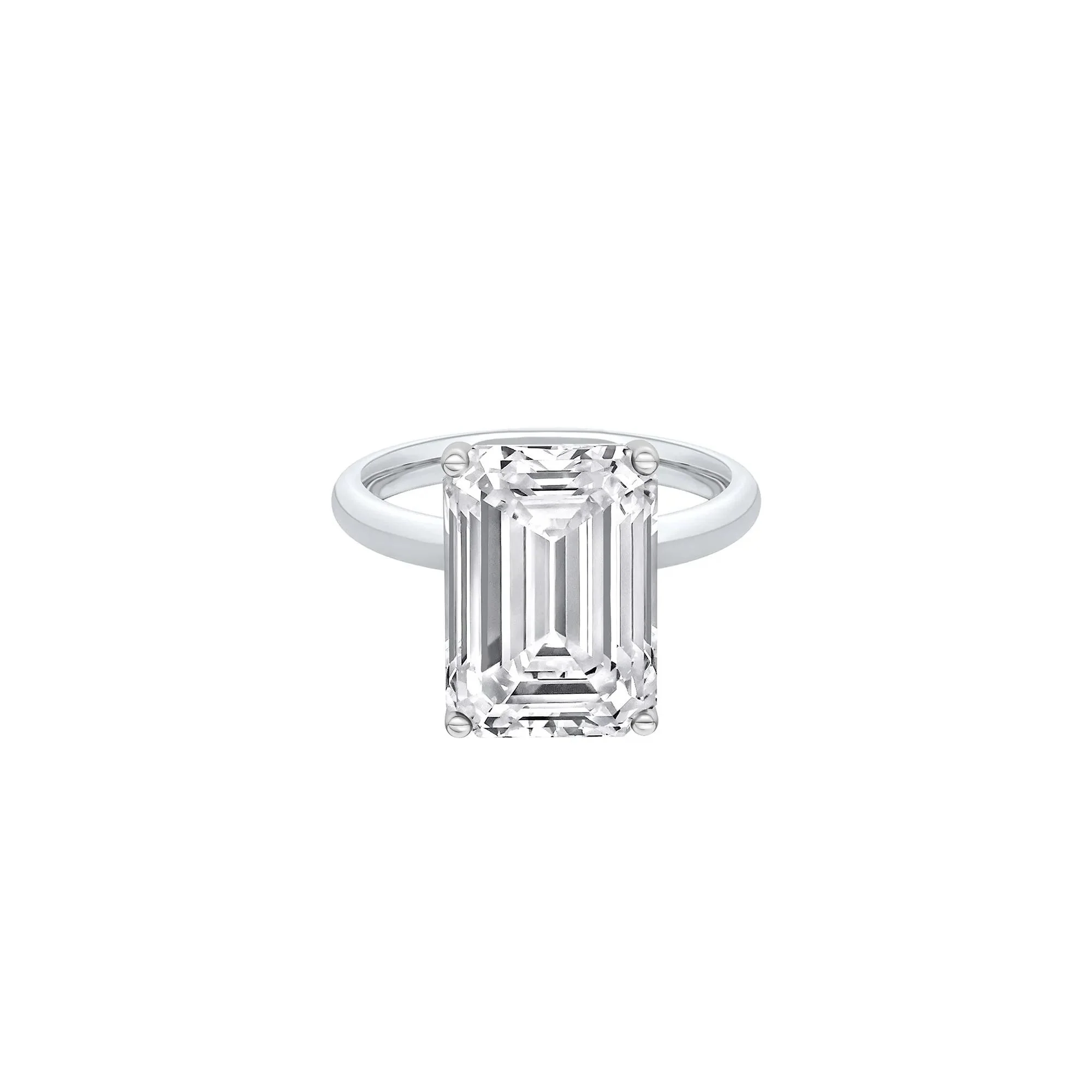 Lab Grown Diamond Emerald-Cut Solitaire Engagement Ring 14K White Gold (7 CT.) Size 5.5 2mm