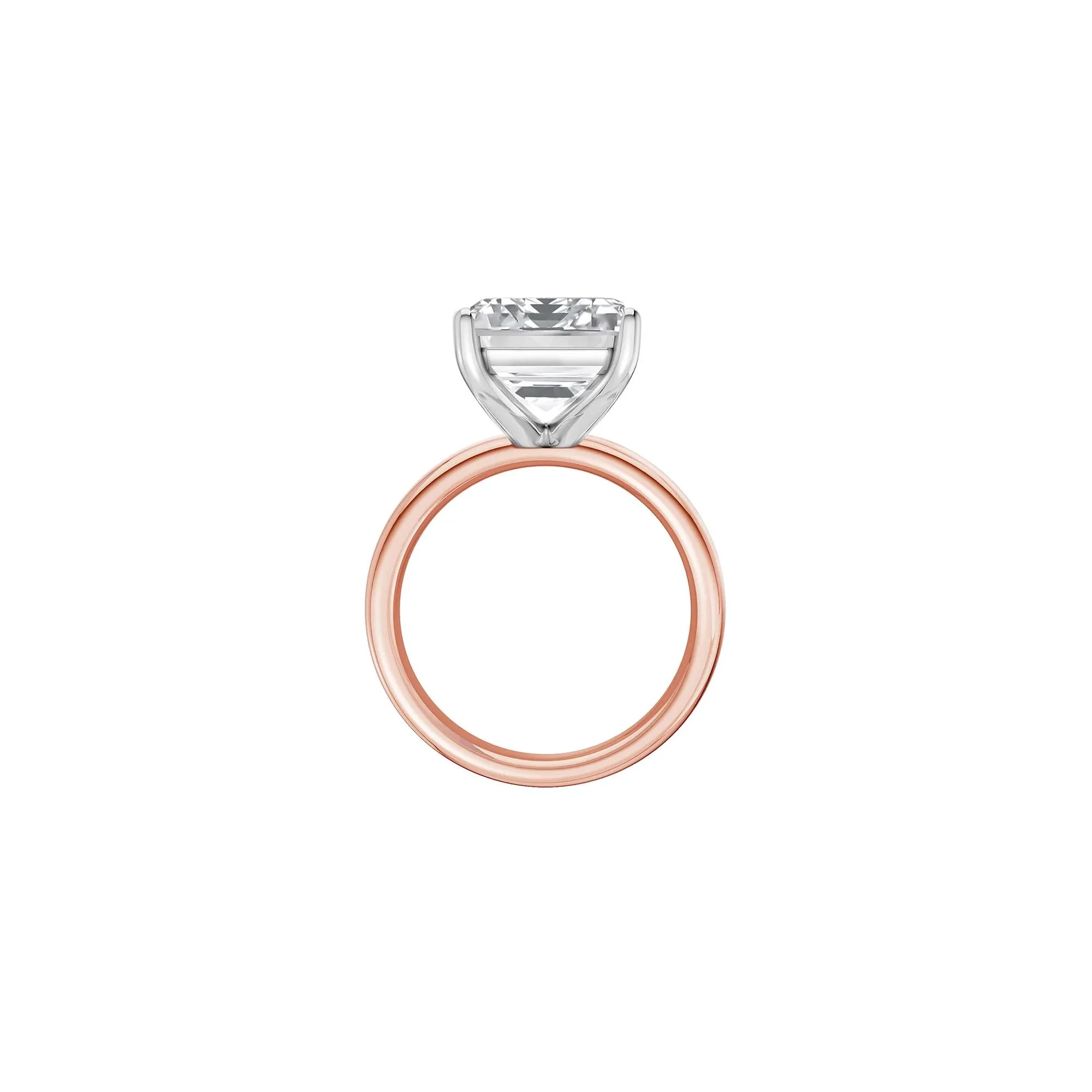 Lab Grown Diamond Emerald-Cut Solitaire Ring 14K Rose & White Gold (9 CT.) Size 10.5 2mm - Image 2