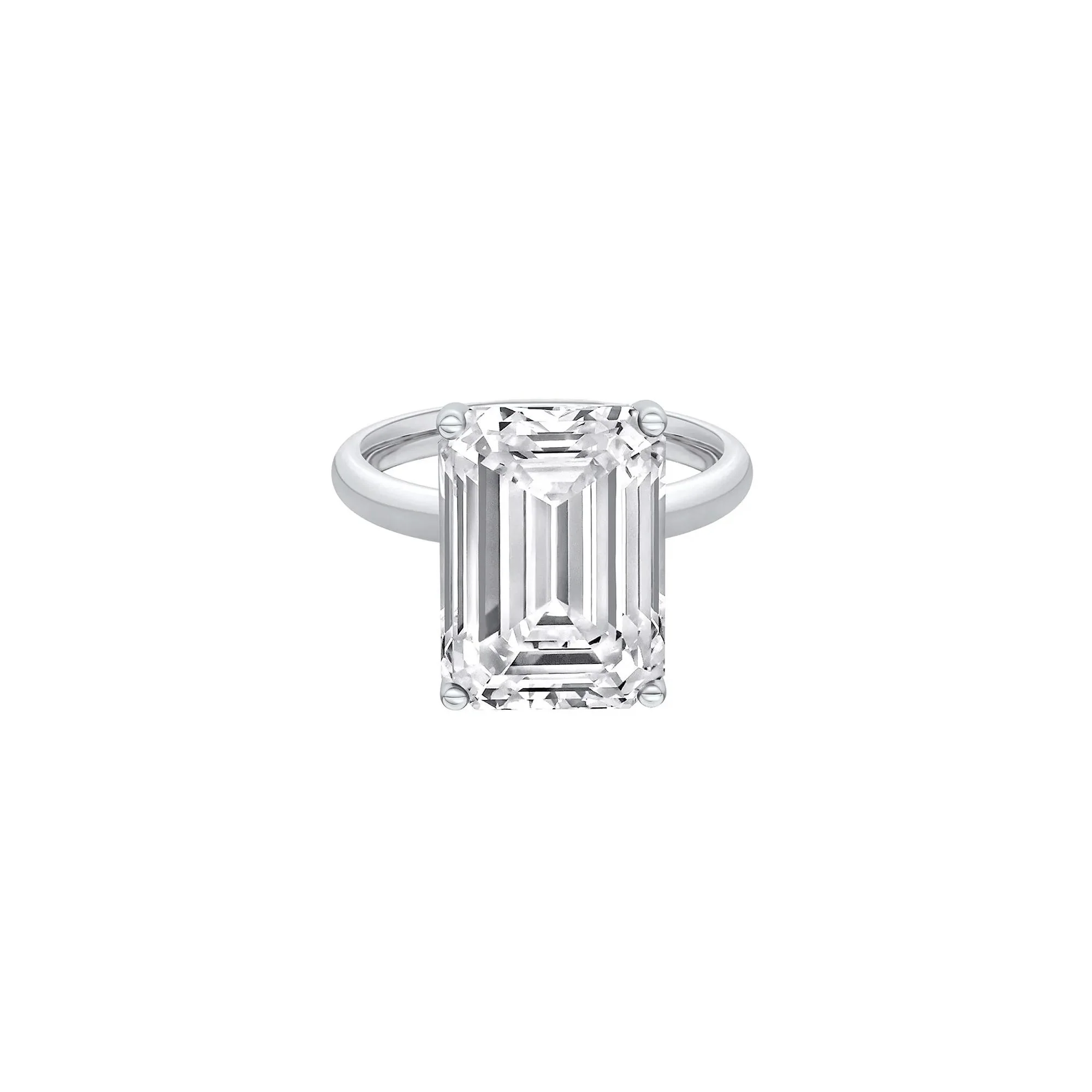 Lab Grown Diamond Emerald-Cut Solitaire Ring Platinum (9 CT.) White Size 5.5 2mm