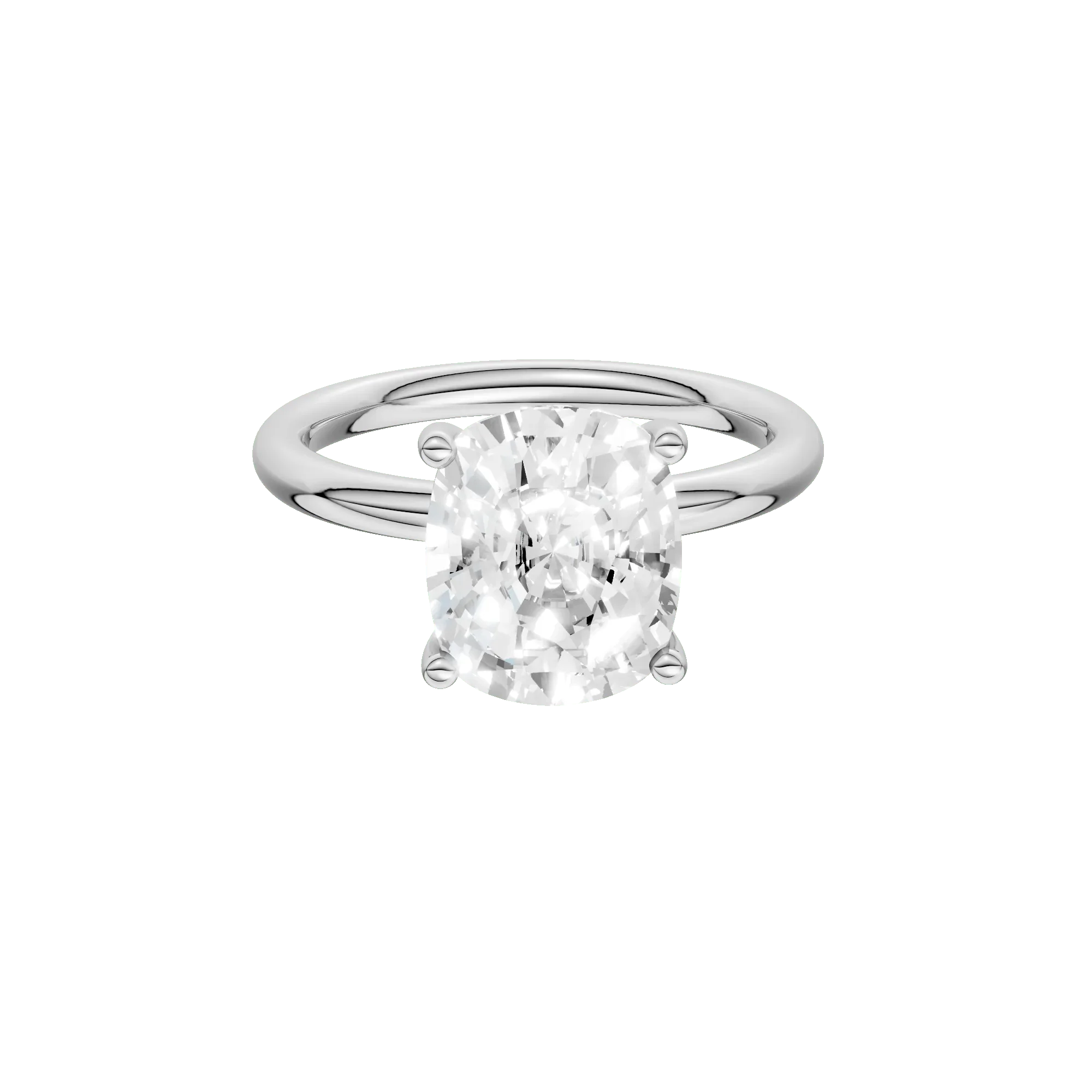 4 CT. Tw. Lab Grown Diamond Elongated Cushion-Cut Engagement Ring Platinum White Size 4 2mm