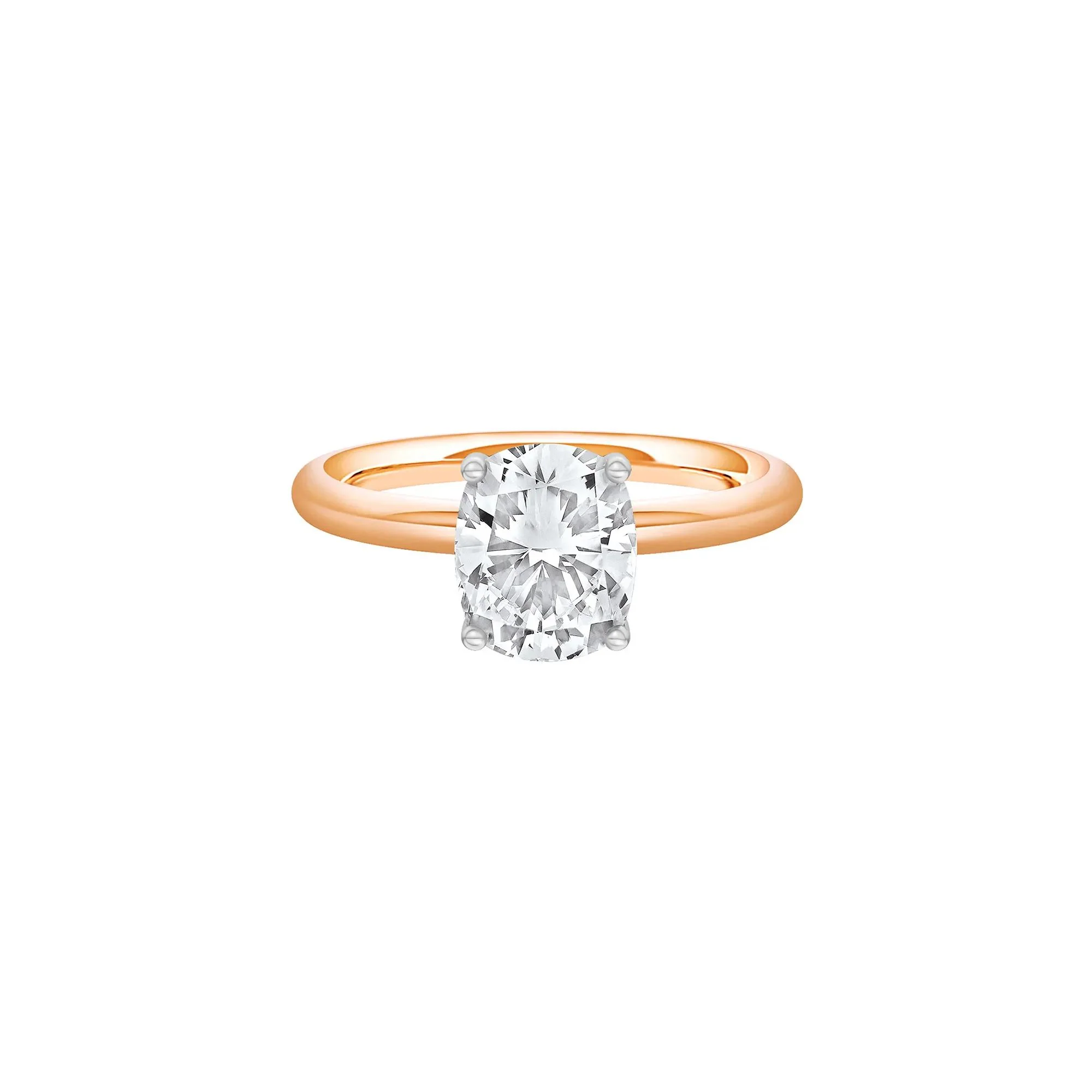 1/2 CT. Tw. Lab Grown Diamond Elongated Cushion-Cut Engagement Ring 14K Rose and White Gold Size 4 2mm
