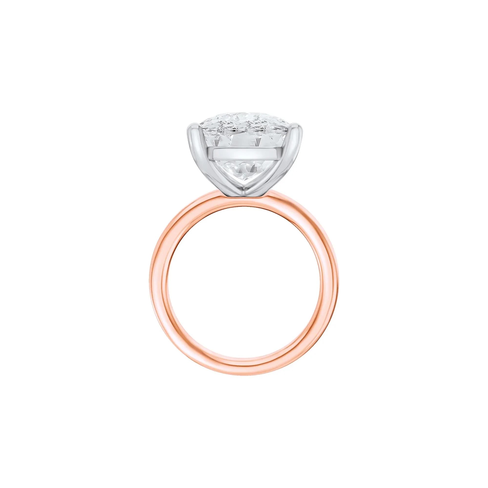Lab Grown Diamond Elongated Cushion Solitaire Ring 14K Rose & White Gold (10 CT.) Size 4.5 2mm - Image 2