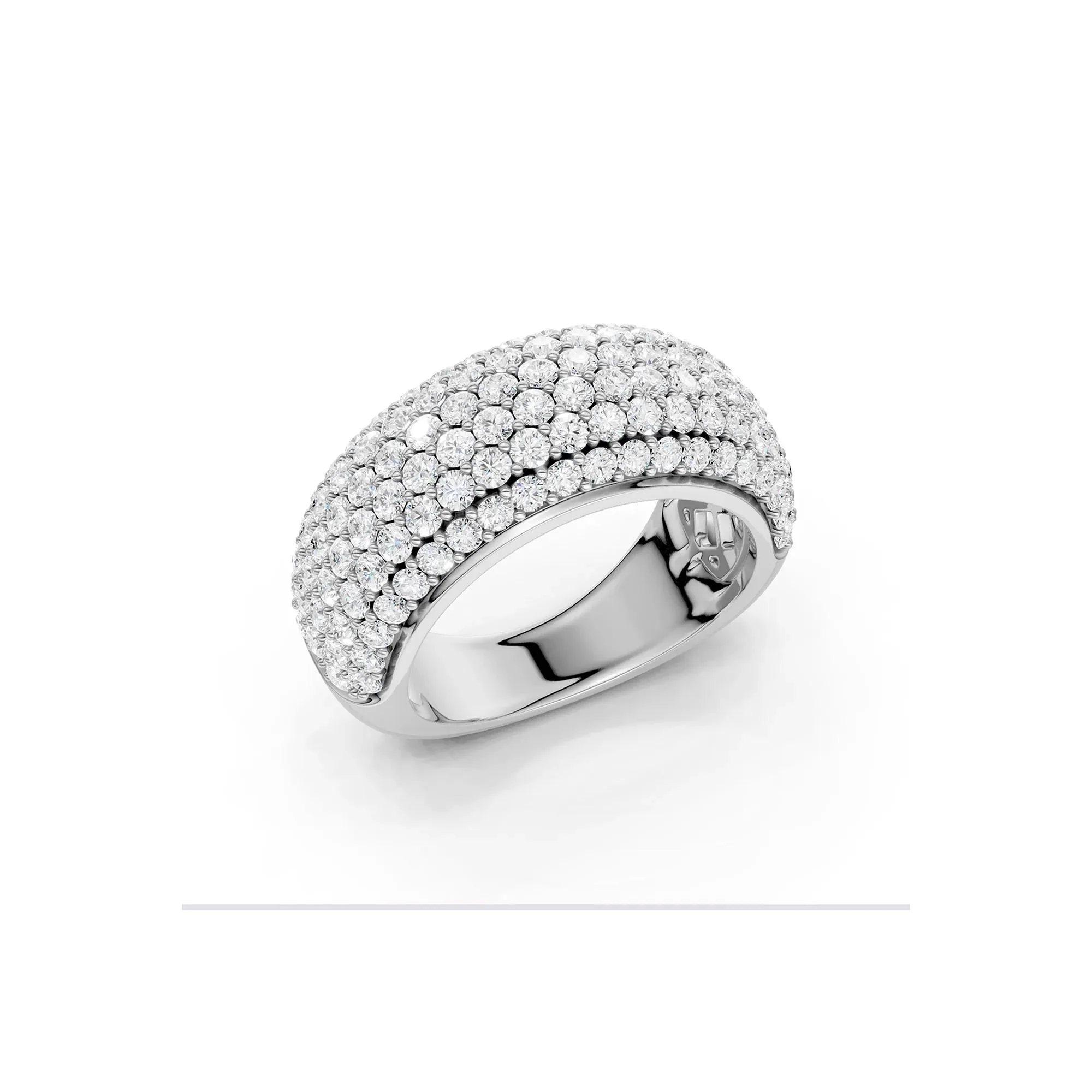 2 CT. Tw. Lab Grown Diamond Pavé Band Ring 14K White Gold Round Brilliant Cut Size 5 4.5mm - Image 2