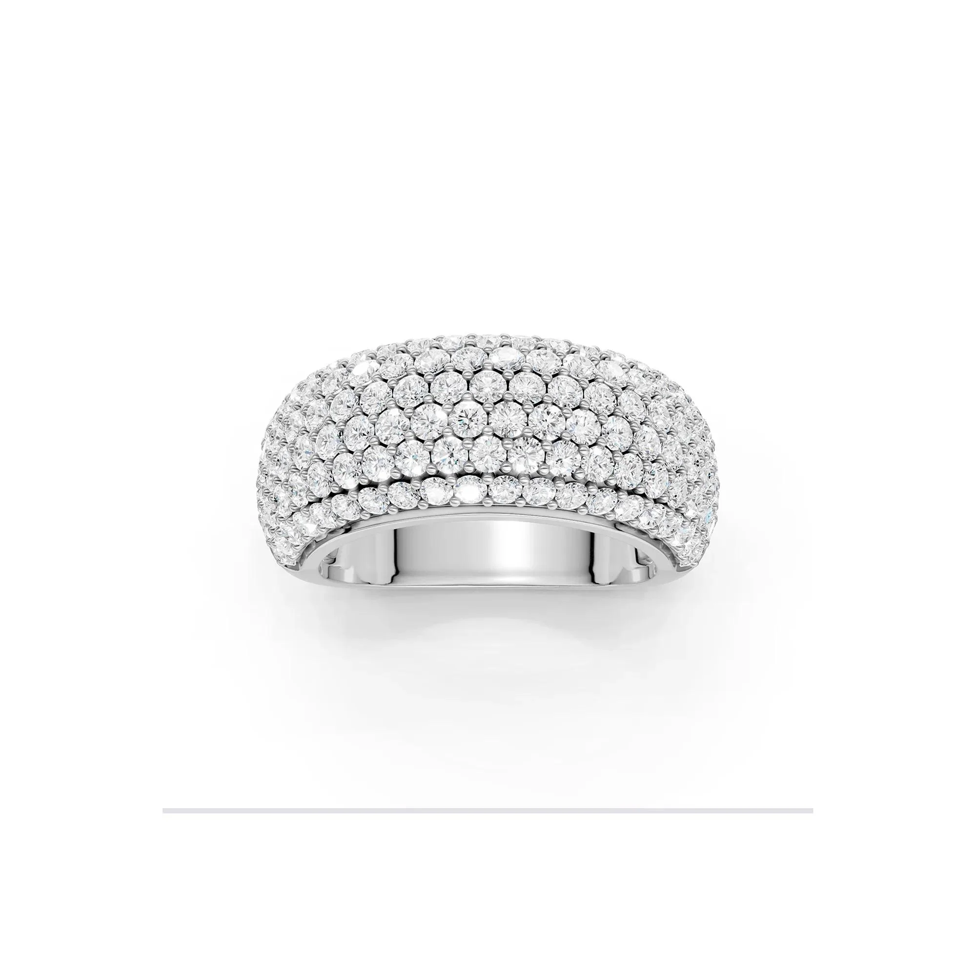 2 CT. Tw. Lab Grown Diamond Pavé Band Ring 14K White Gold Round Brilliant Cut Size 8 4.5mm