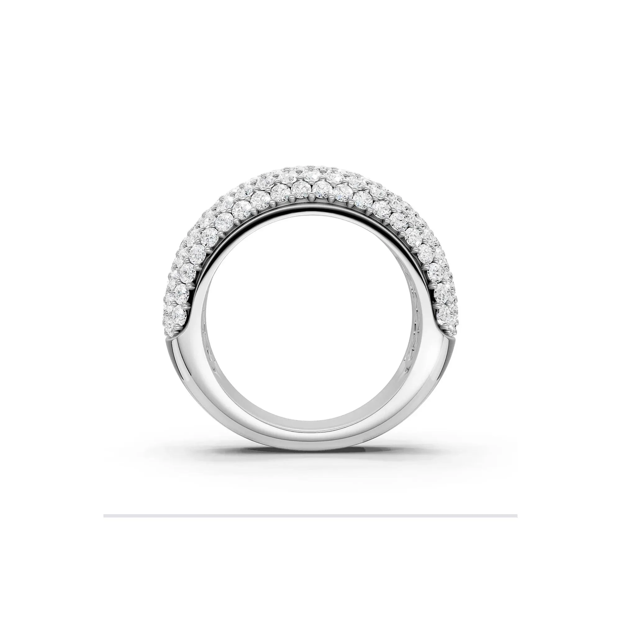 2 CT. Tw. Lab Grown Diamond Pavé Band Ring 14K White Gold Round Brilliant Cut Size 8 4.5mm - Image 4