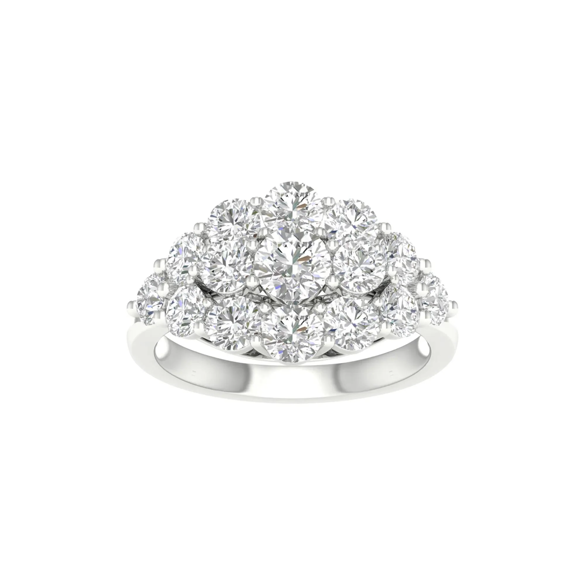 3 CT. Tw. Lab Grown Diamond Round Cluster Ring 14K White Gold Size 5.5 2mm