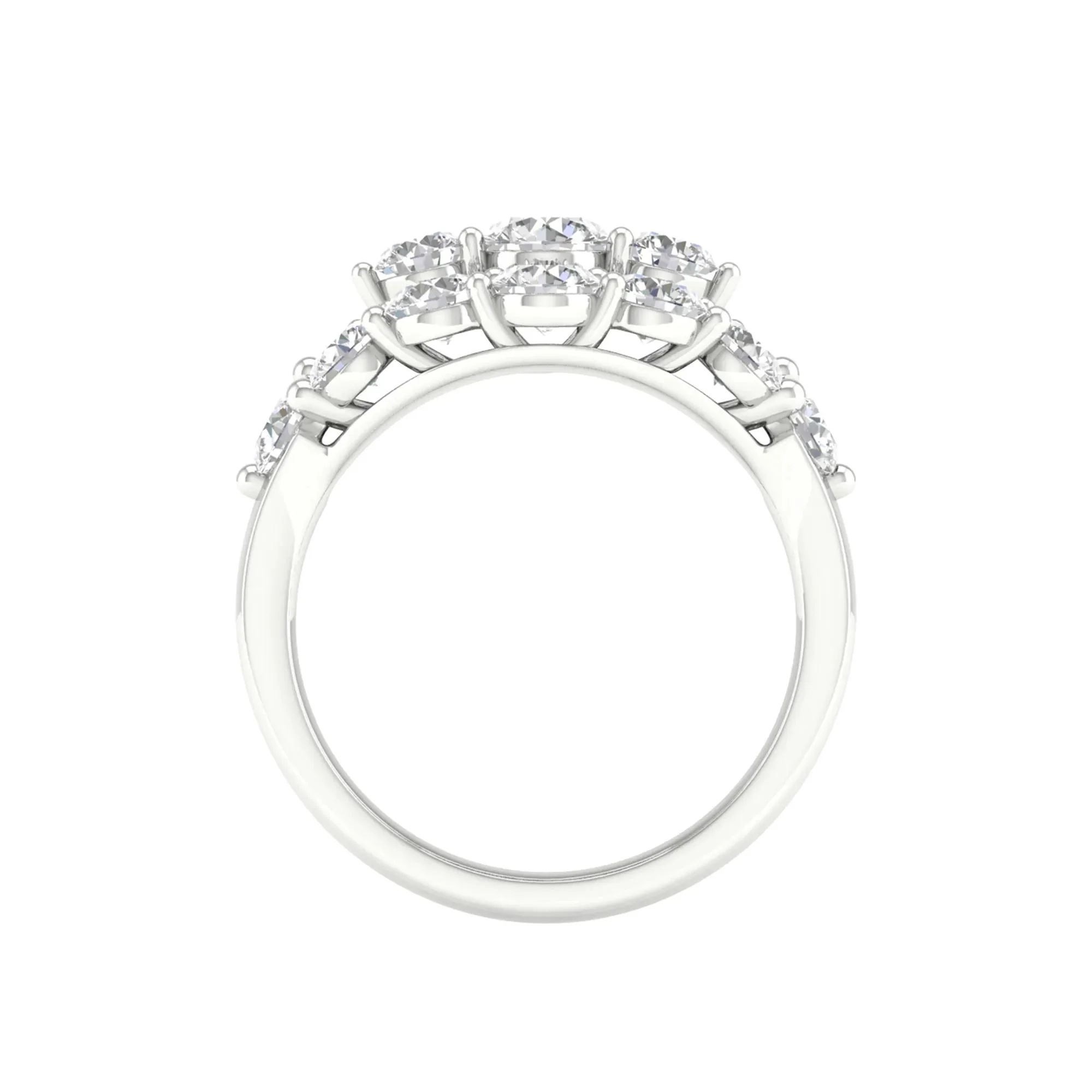 3 CT. Tw. Lab Grown Diamond Round Cluster Ring 14K White Gold Size 7.5 2mm - Image 3