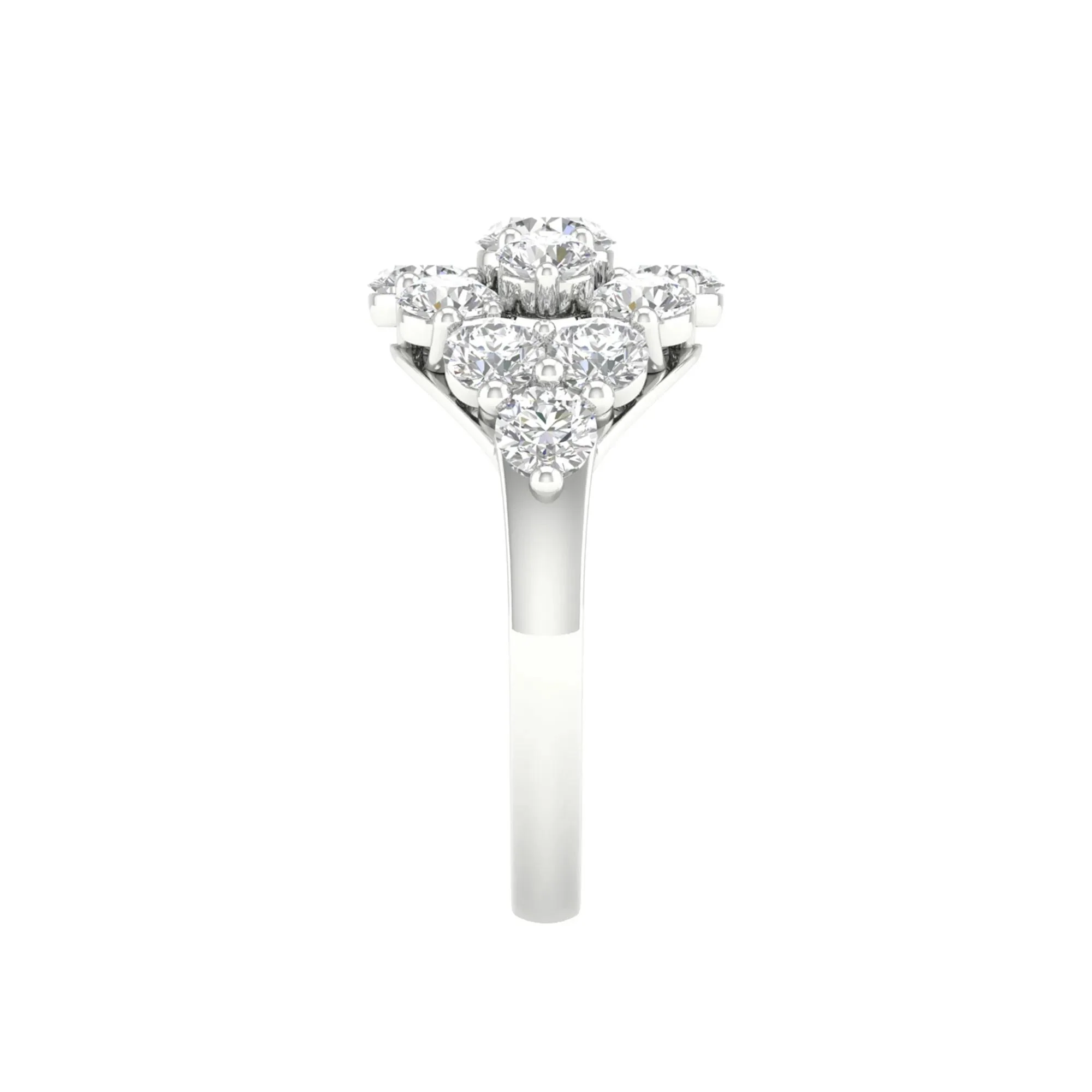 3 CT. Tw. Lab Grown Diamond Round Cluster Ring 14K White Gold Size 7.5 2mm - Image 4
