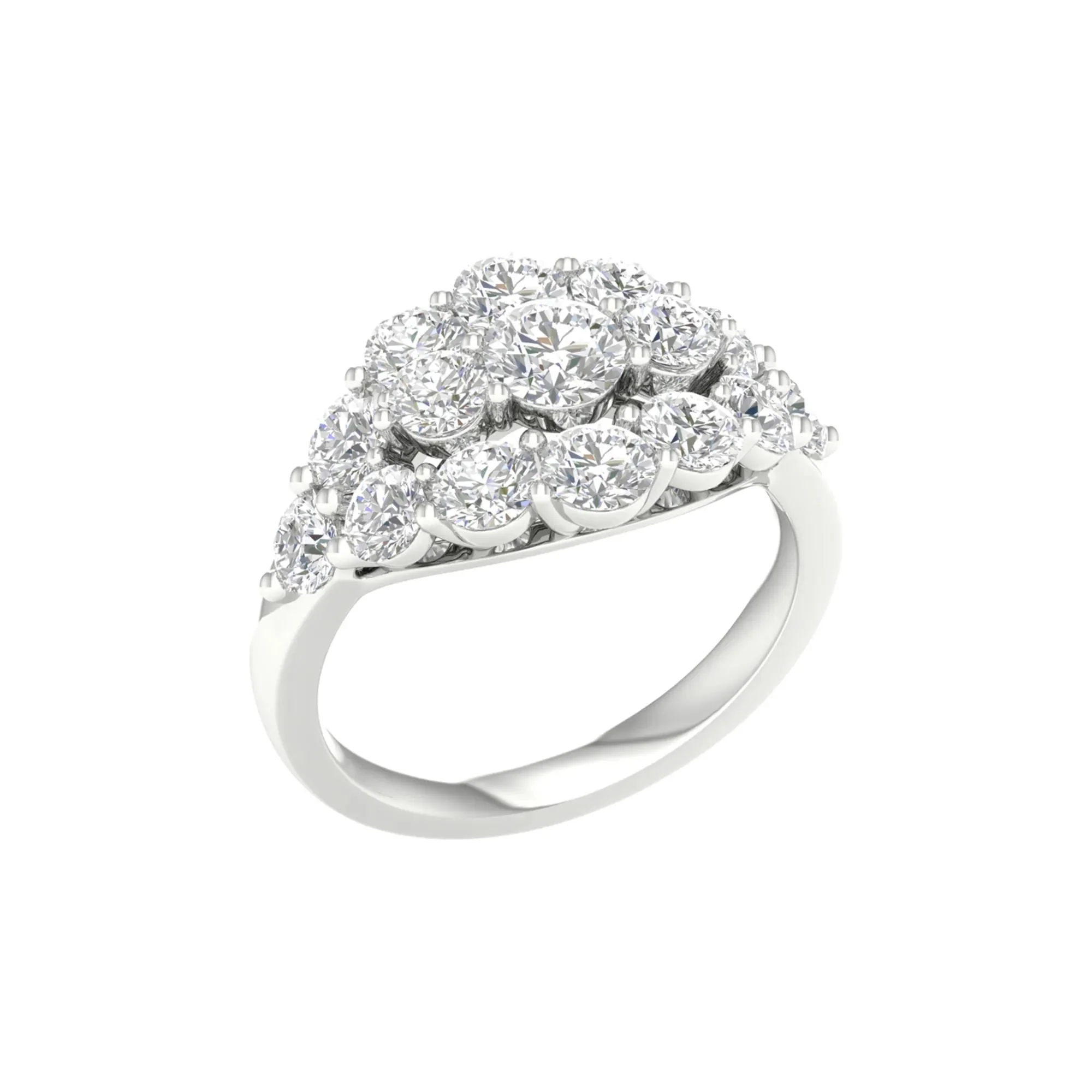 3 CT. Tw. Lab Grown Diamond Round Cluster Ring 14K White Gold Size 8 2mm - Image 2
