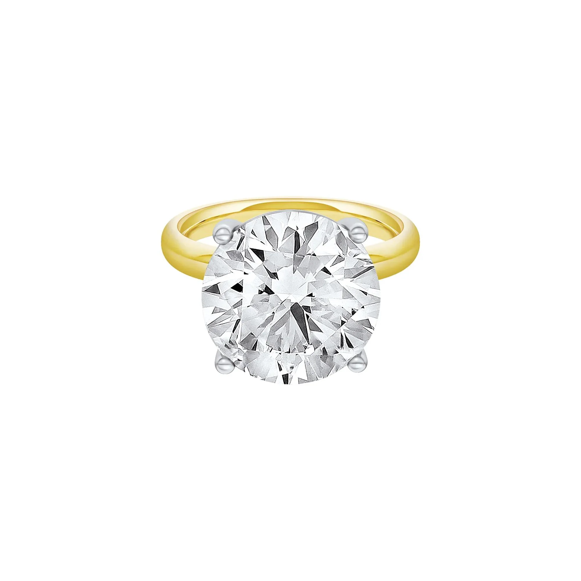Lab Grown Diamond Round Solitaire Engagement Ring 14K Yellow and White Gold (10 CT.) Size 6.5 2mm
