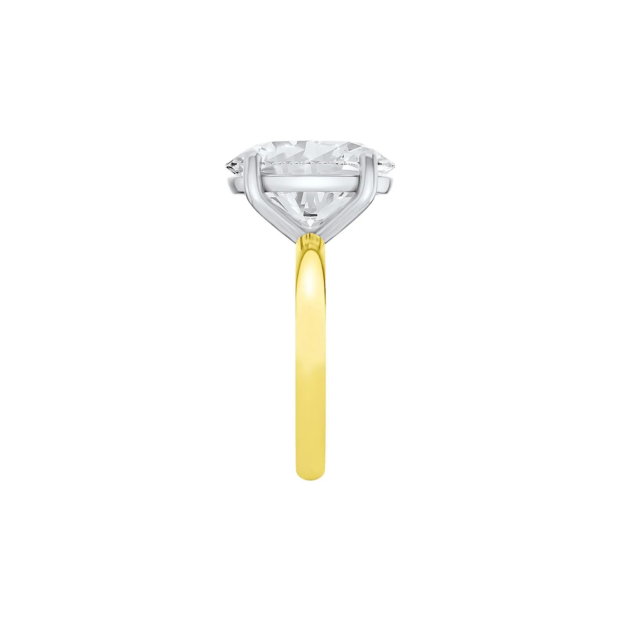 Lab Grown Diamond Oval Solitaire Ring 14K Yellow & White Gold (9 CT.) Size 4 2mm - Image 4