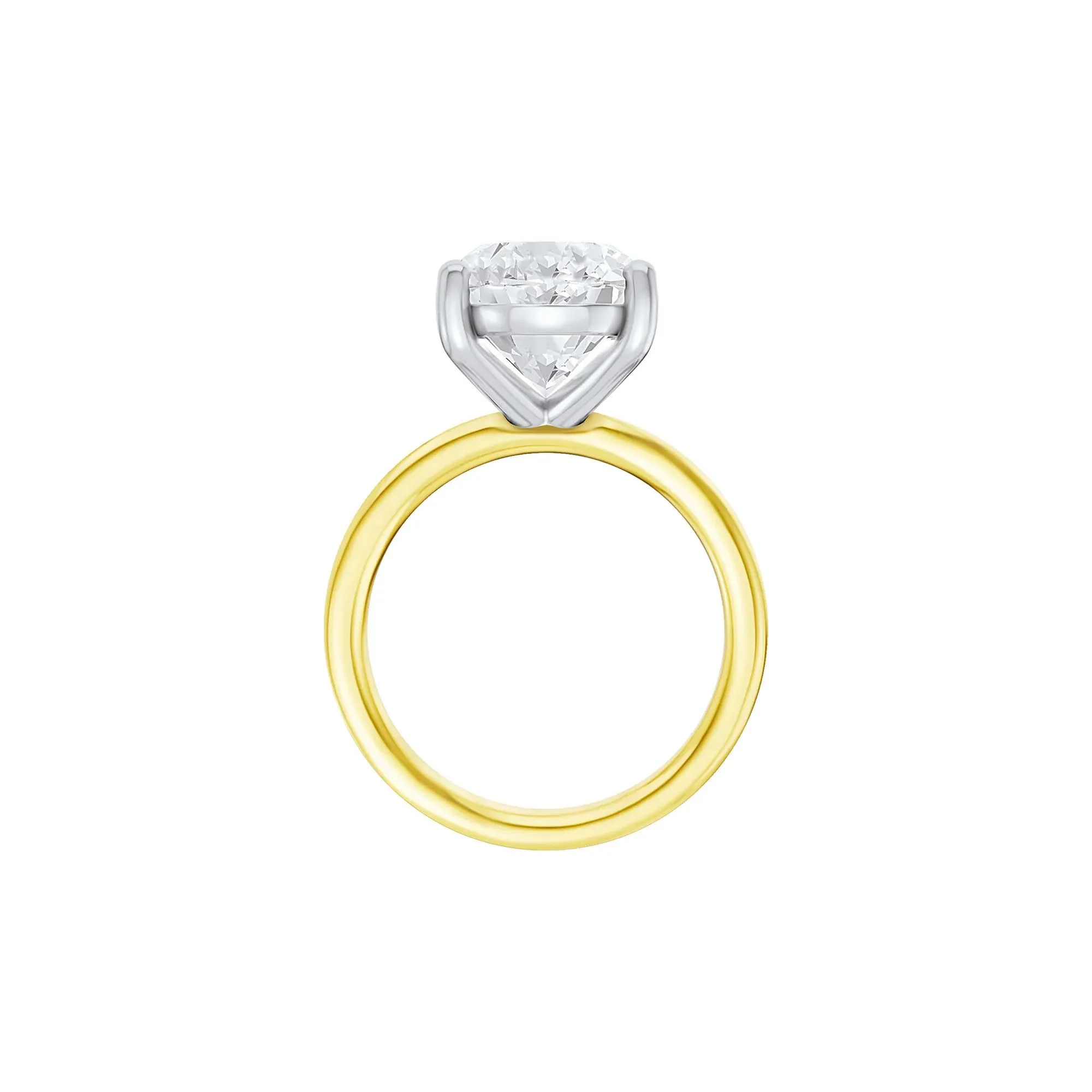 Lab Grown Diamond Oval Solitaire Ring 14K Yellow & White Gold (9 CT.) Size 5 2mm - Image 2