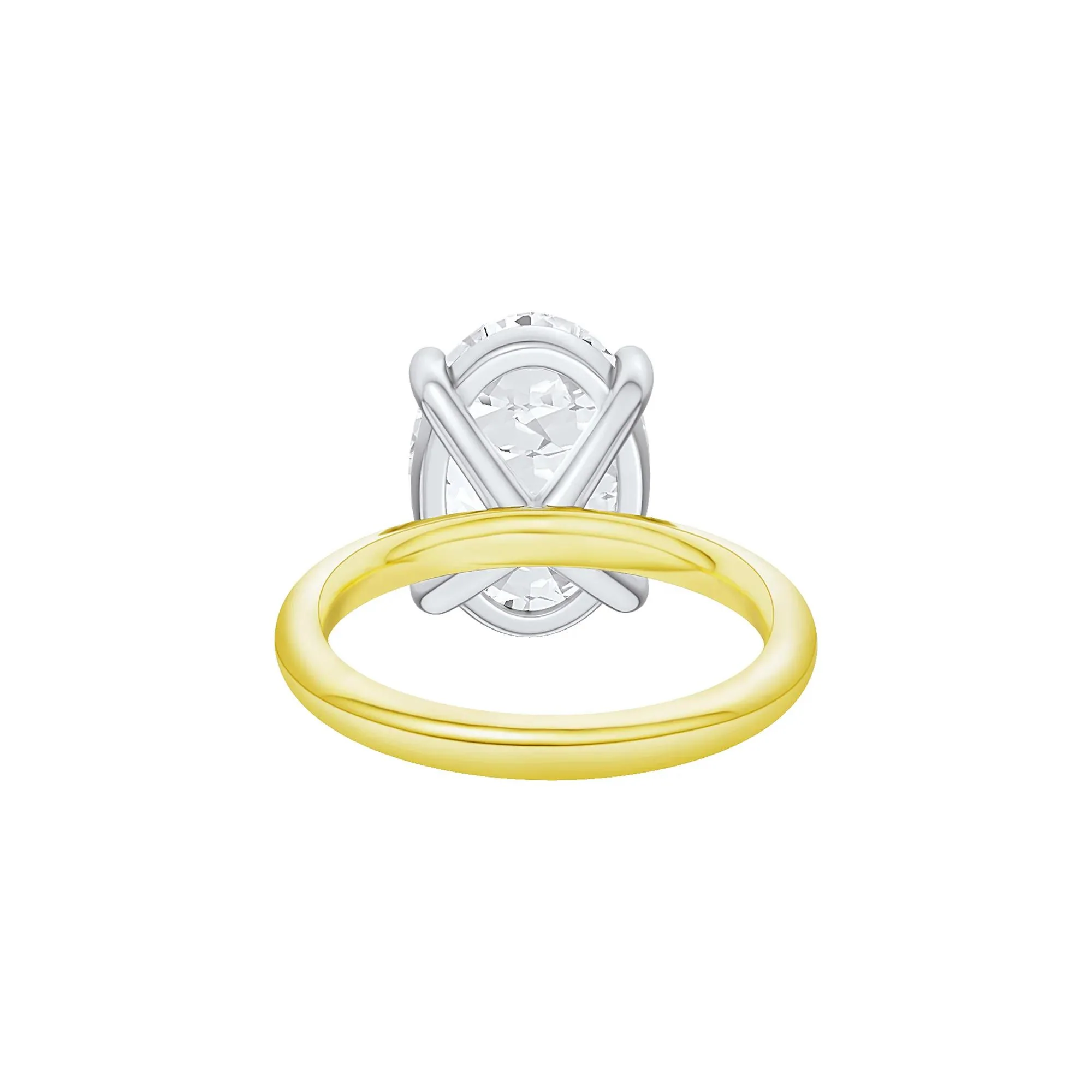 Lab Grown Diamond Oval Solitaire Ring 14K Yellow & White Gold (9 CT.) Size 5 2mm - Image 5