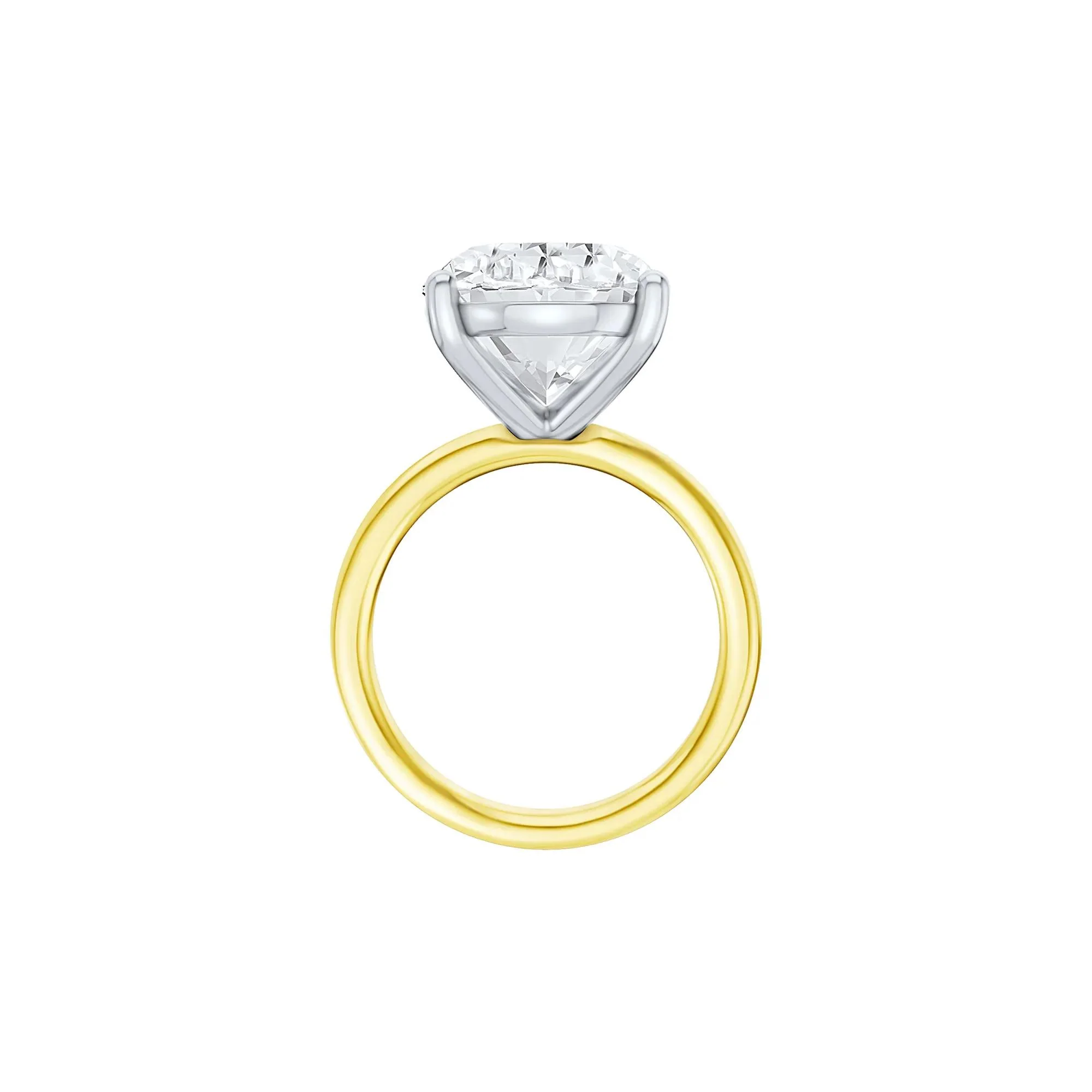 Lab Grown Diamond Oval Solitaire Ring 14K Yellow & White Gold (9 CT.) Size 8 2mm - Image 3