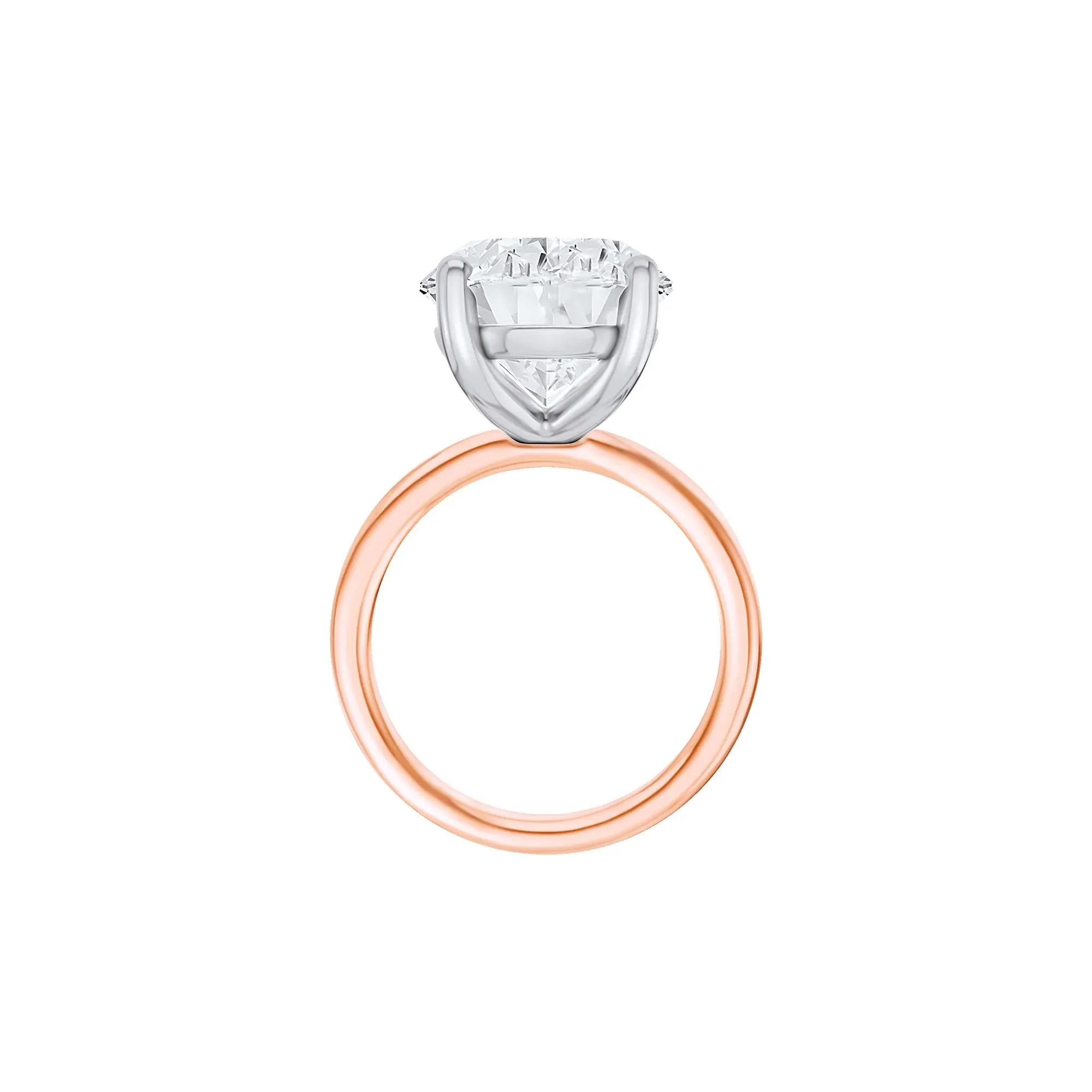 Lab Grown Diamond Oval Solitaire Ring 14K Rose & White Gold (10 CT.) Size 4.5 2mm - Image 2
