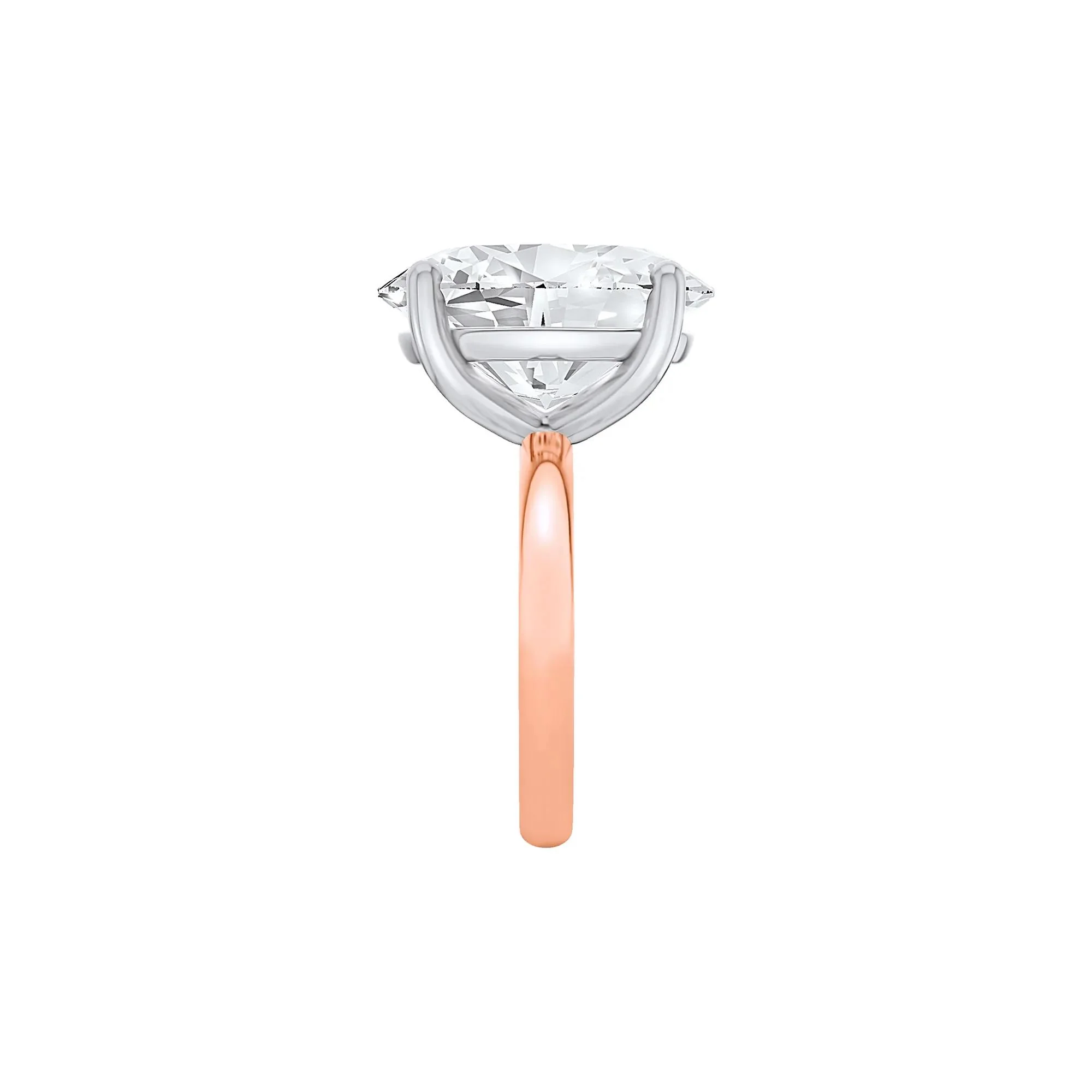 Lab Grown Diamond Oval Solitaire Ring 14K Rose & White Gold (10 CT.) Size 5 2mm - Image 3