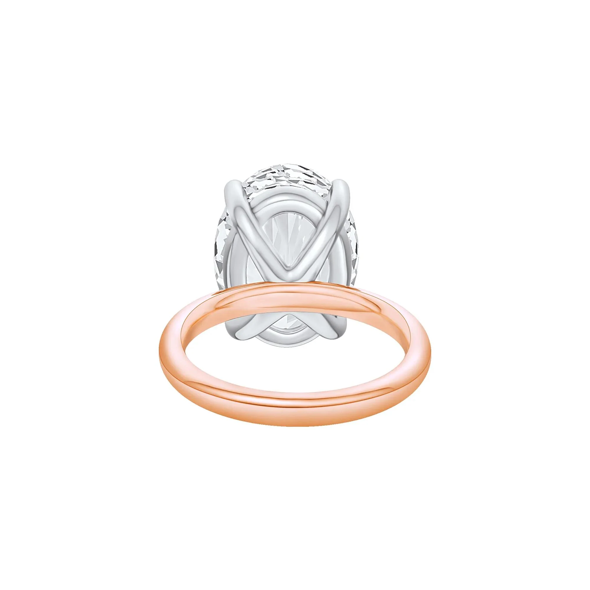 Lab Grown Diamond Oval Solitaire Ring 14K Rose & White Gold (10 CT.) Size 9.5 2mm - Image 4
