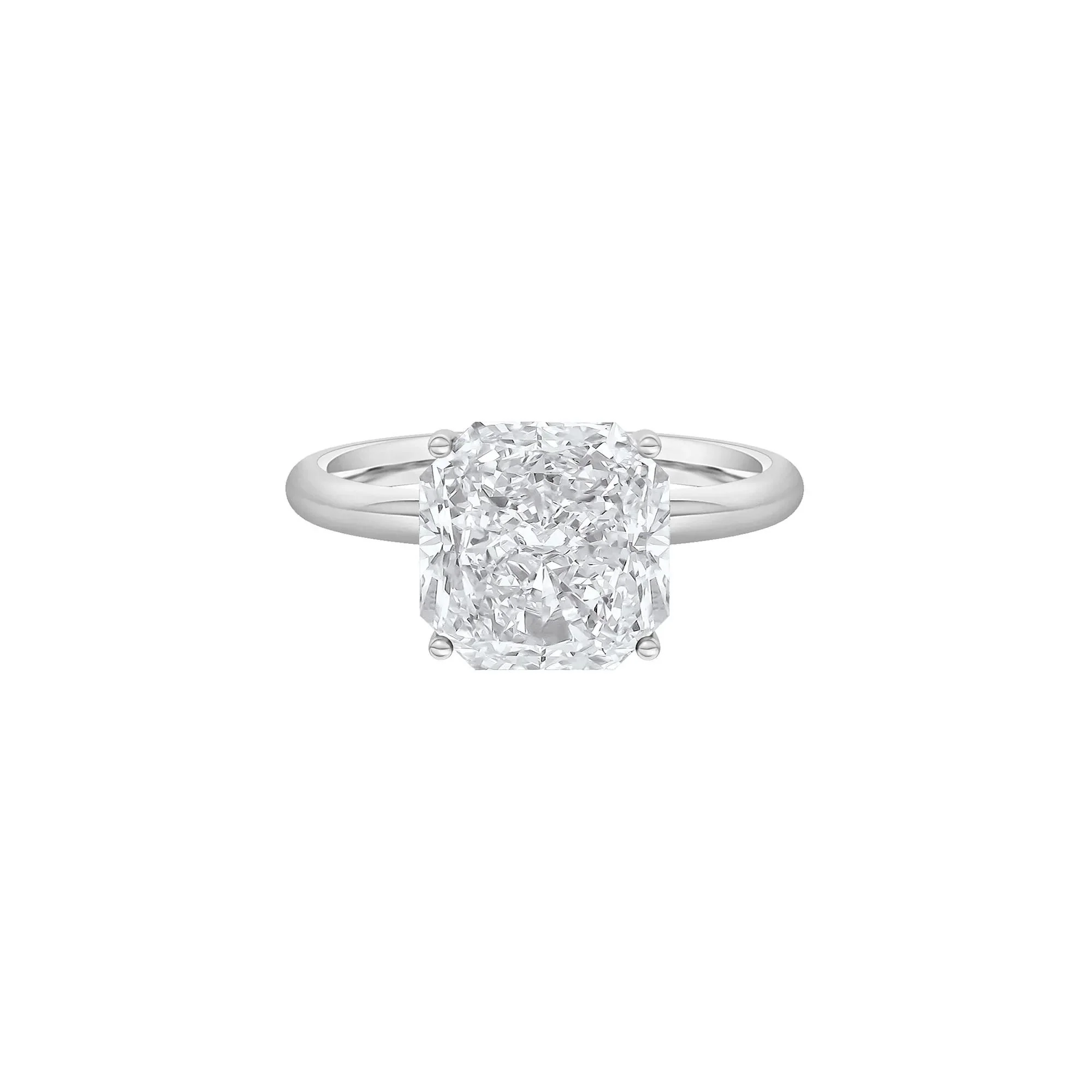 Lab Grown Diamond Square Solitaire Ring Platinum (3 CT.) White Size 5.5 2mm