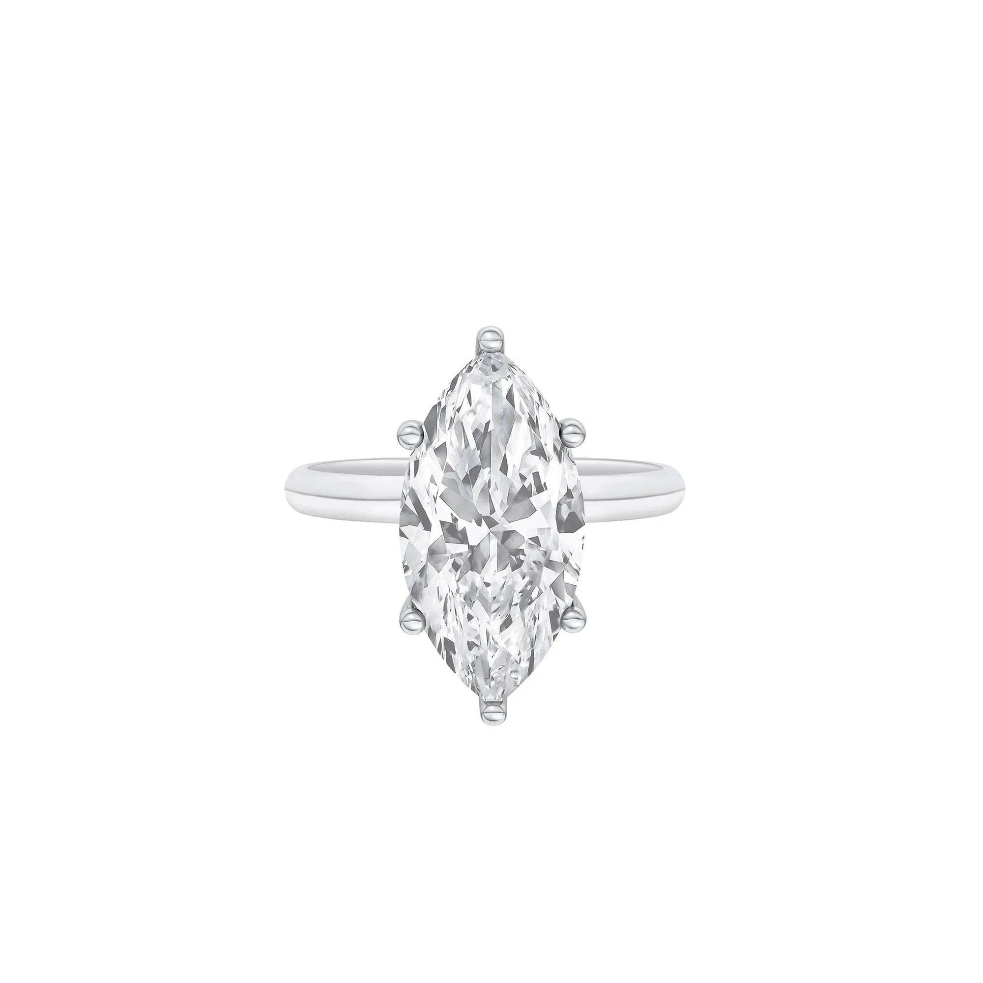 Lab Grown Diamond Marquise Solitaire Engagement Ring Platinum (5 CT.) White Size 9 2mm