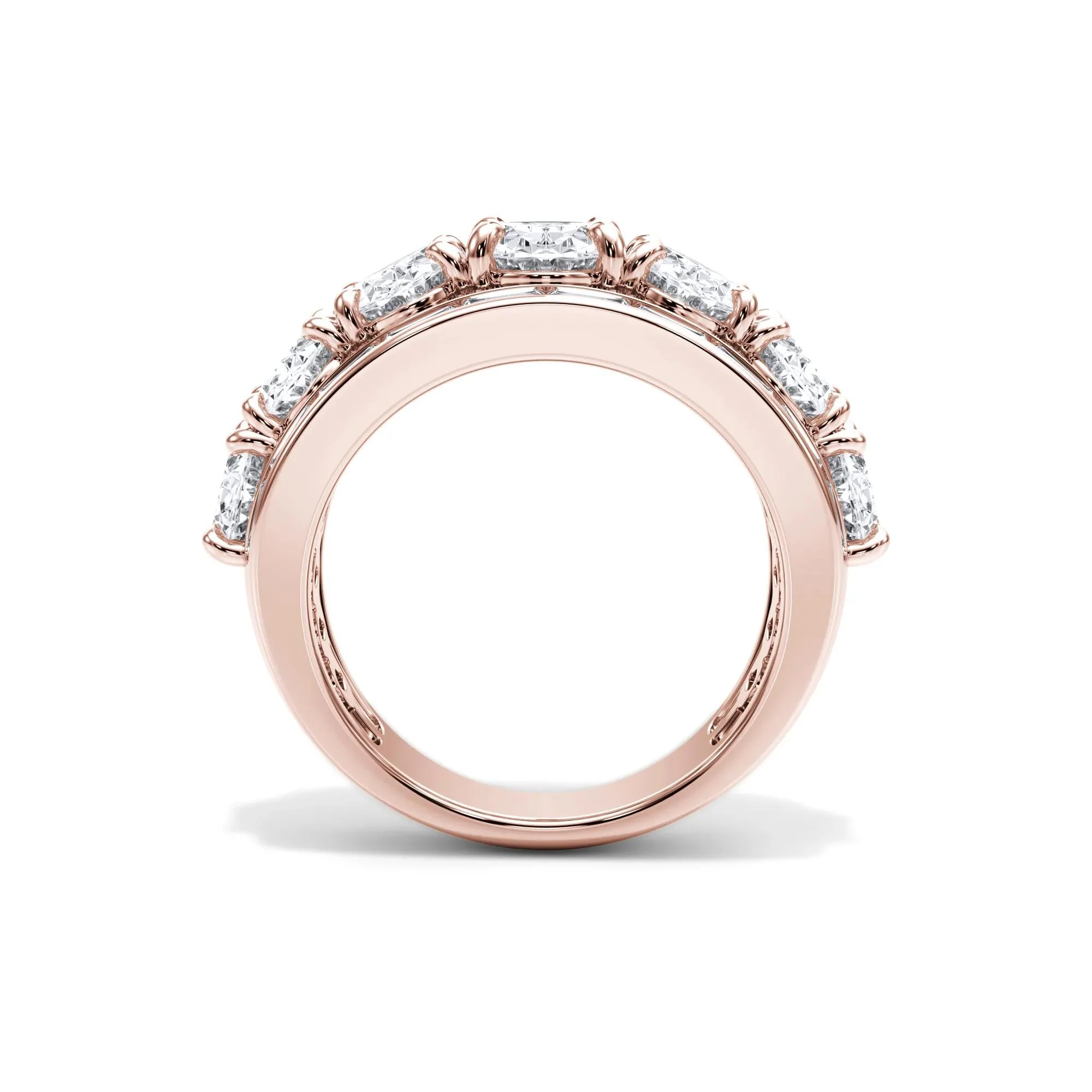 6 CT. Tw. Lab Grown Diamond Multi-Row Anniversary Band Ring 14K Rose Gold Size 7 - Image 2