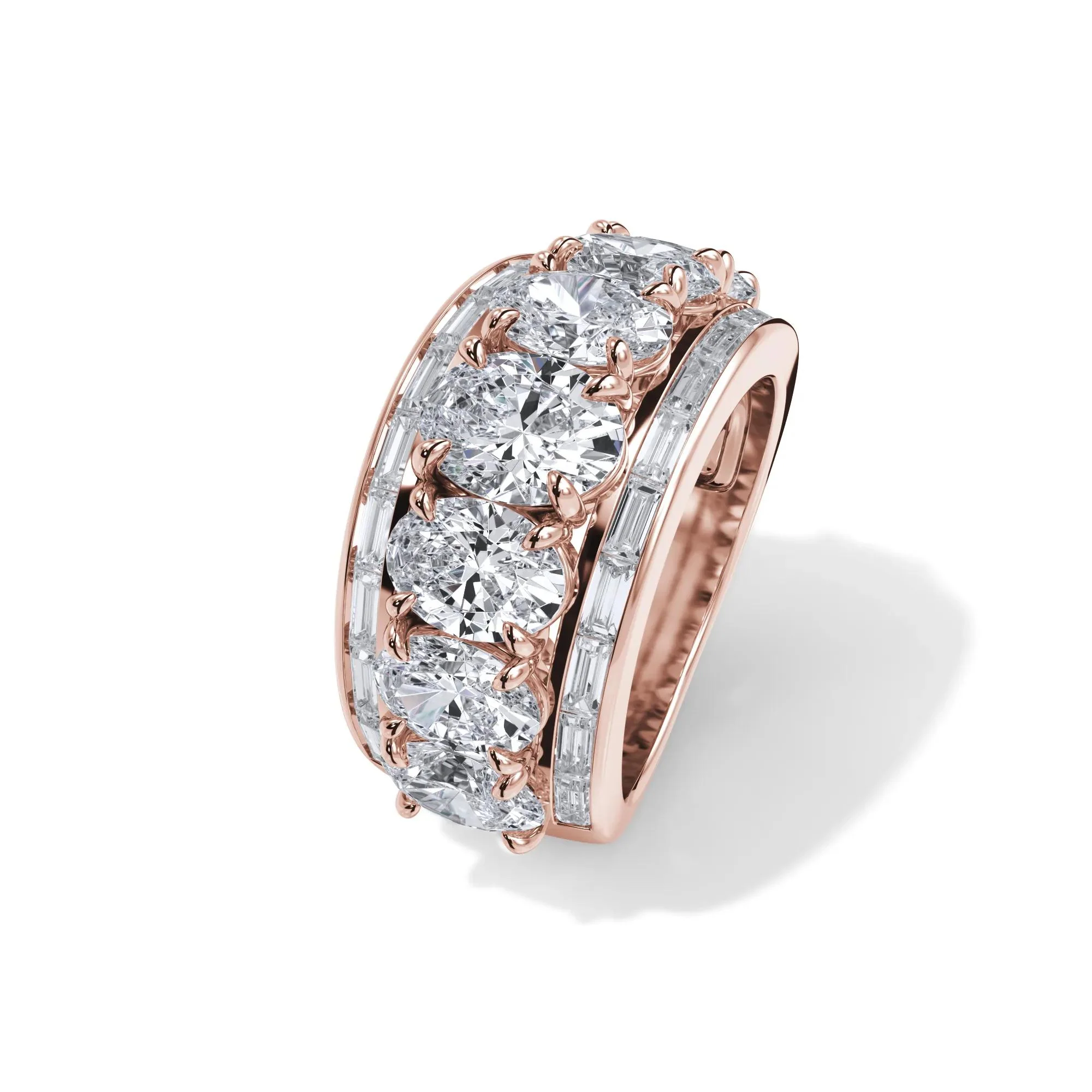 6 CT. Tw. Lab Grown Diamond Multi-Row Anniversary Band Ring 14K Rose Gold Size 7.5 - Image 4