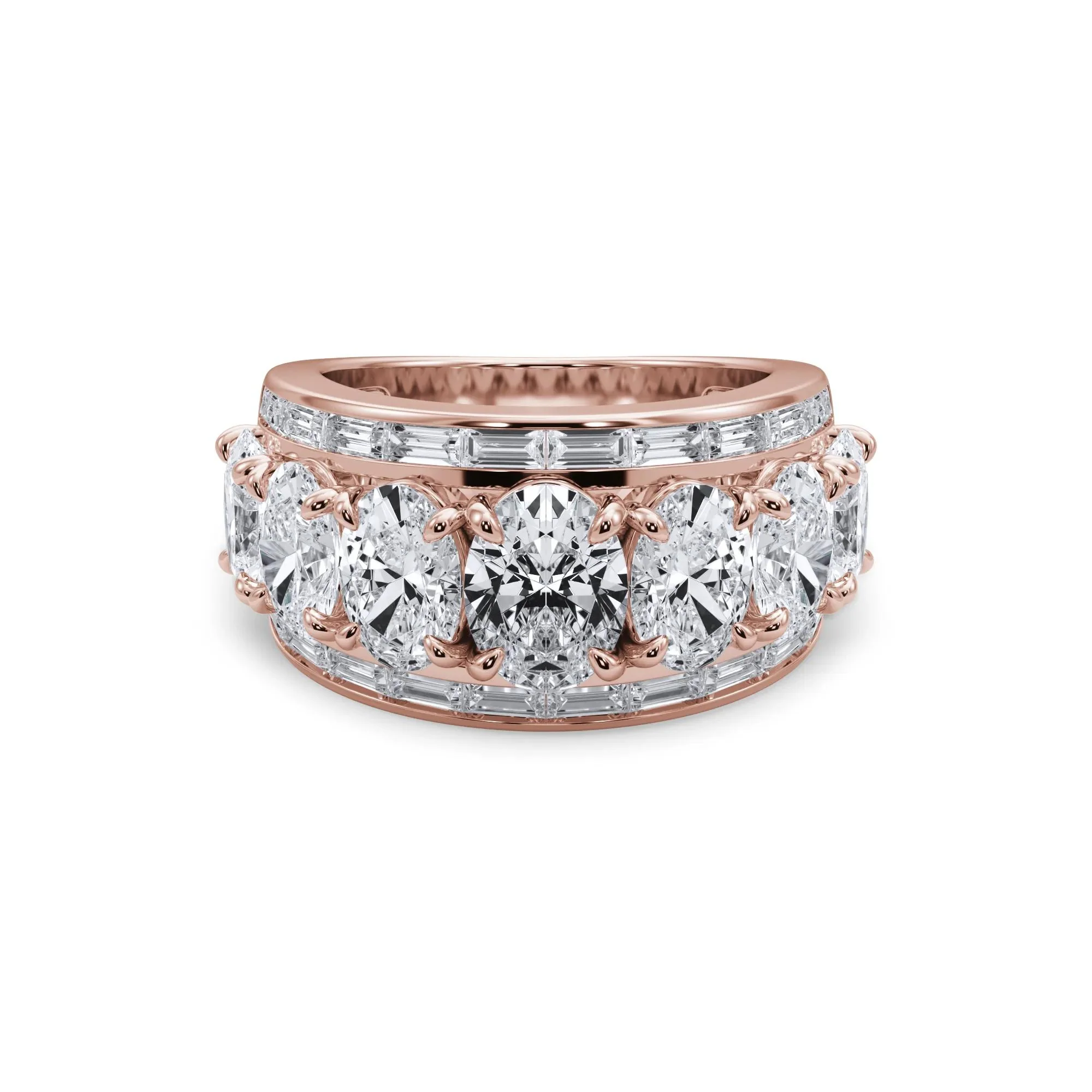 6 CT. Tw. Lab Grown Diamond Multi-Row Anniversary Band Ring 14K Rose Gold Size 8