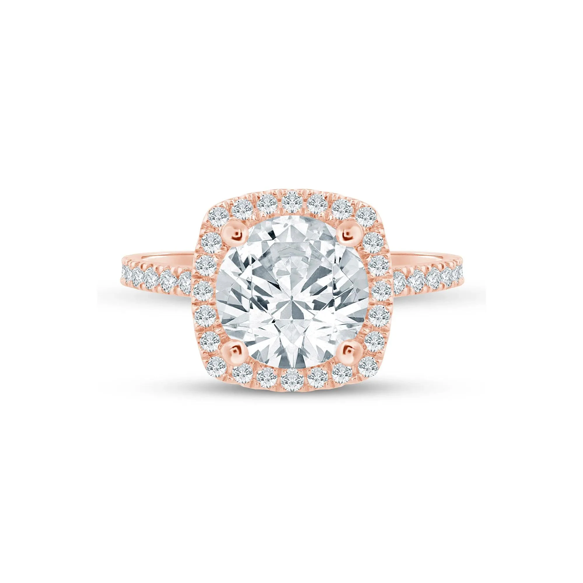 4 CT. Tw. Lab Grown Diamond Halo Engagement Ring 14K Rose Gold Size 5.5 1.5mm