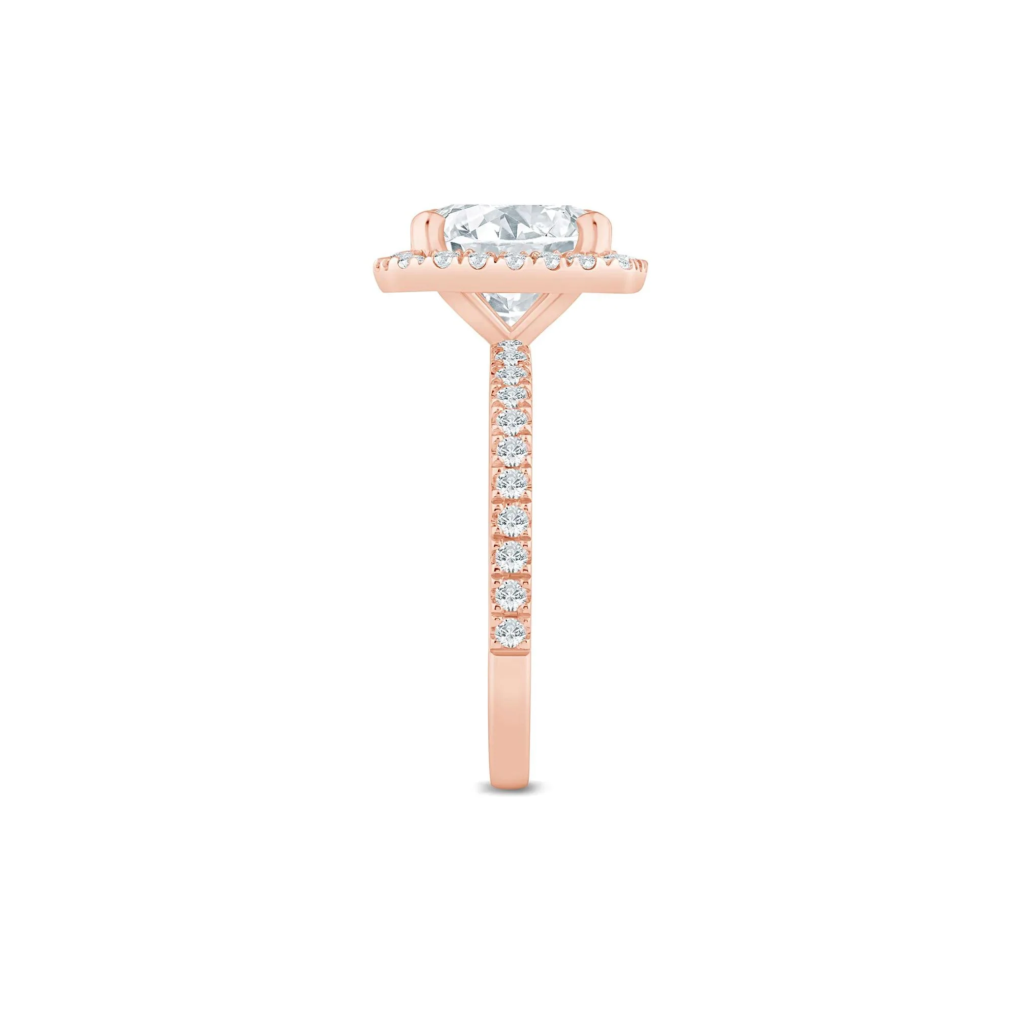 4 CT. Tw. Lab Grown Diamond Halo Engagement Ring 14K Rose Gold Size 6.5 1.5mm - Image 3
