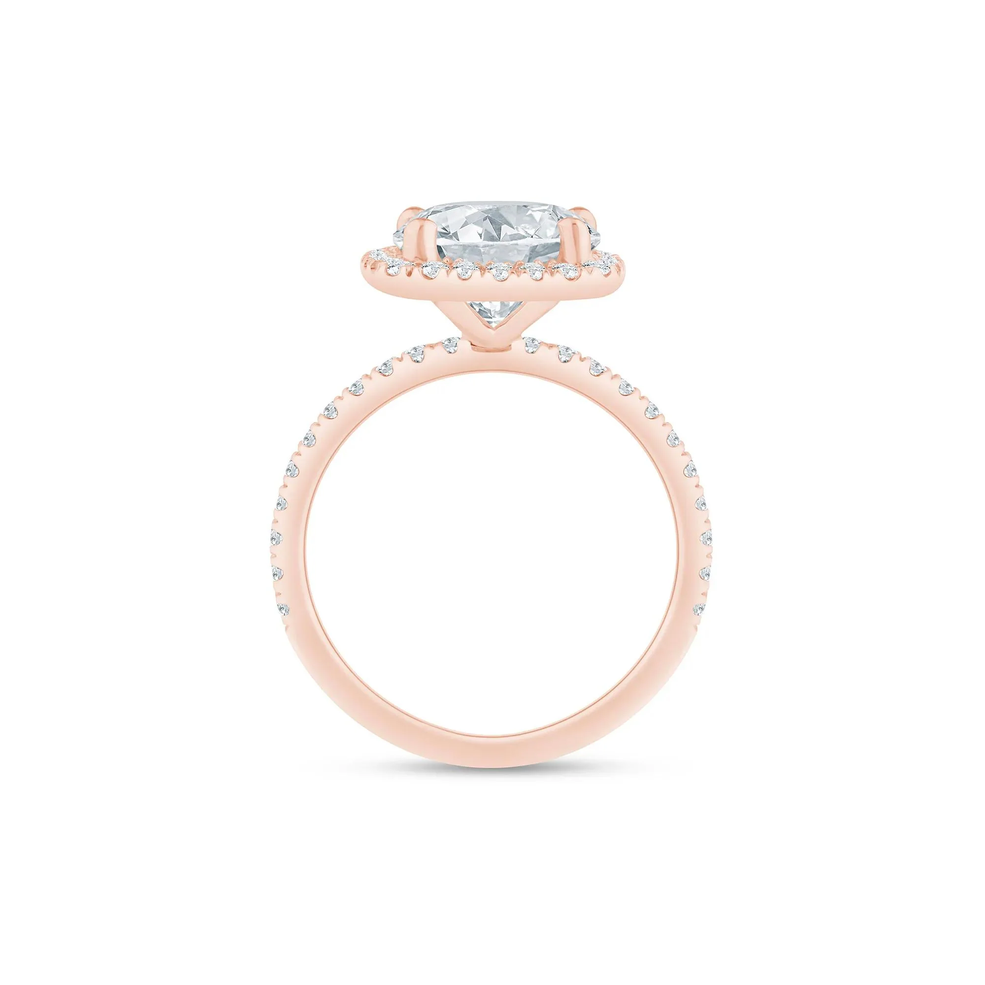 4 CT. Tw. Lab Grown Diamond Halo Engagement Ring 14K Rose Gold Size 7.5 1.5mm - Image 2