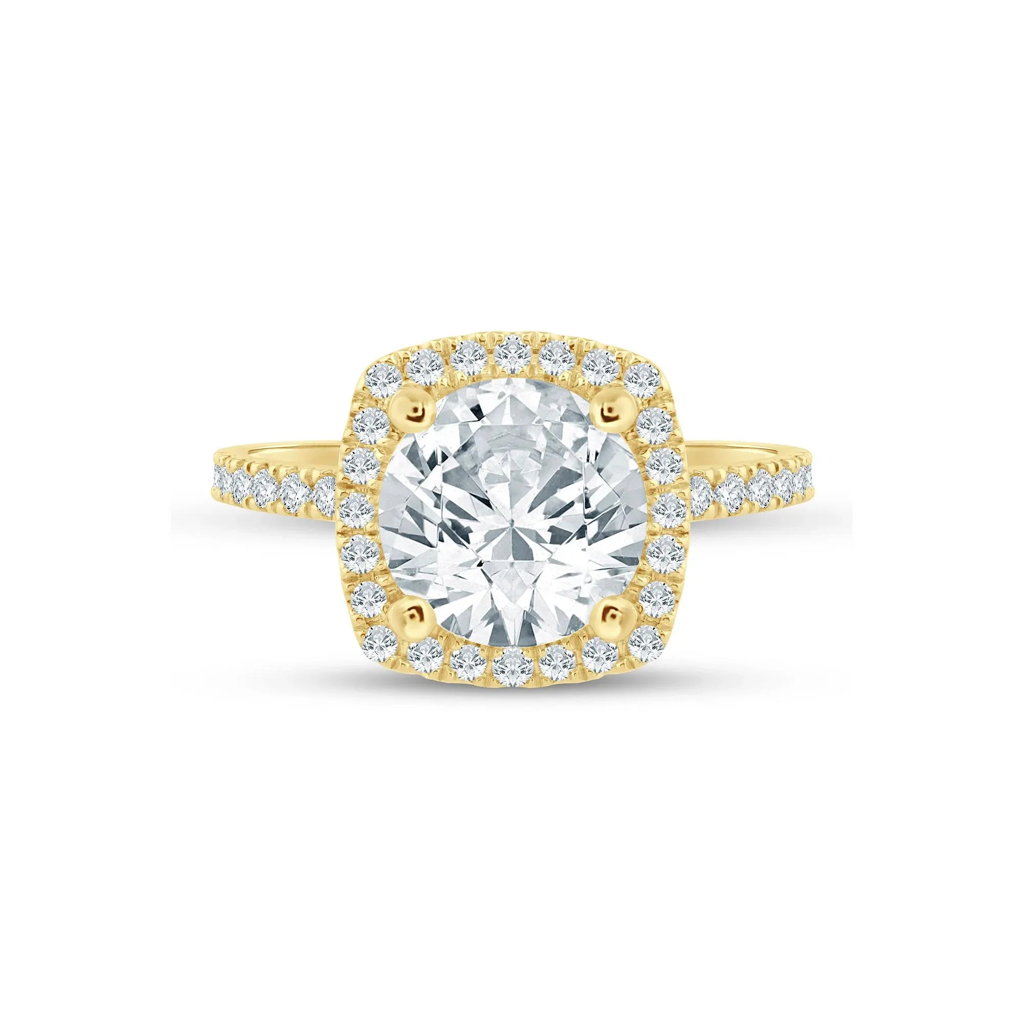 4 CT. Tw. Lab Grown Diamond Halo Engagement Ring 14K Yellow Gold Size 6.5 1.5mm