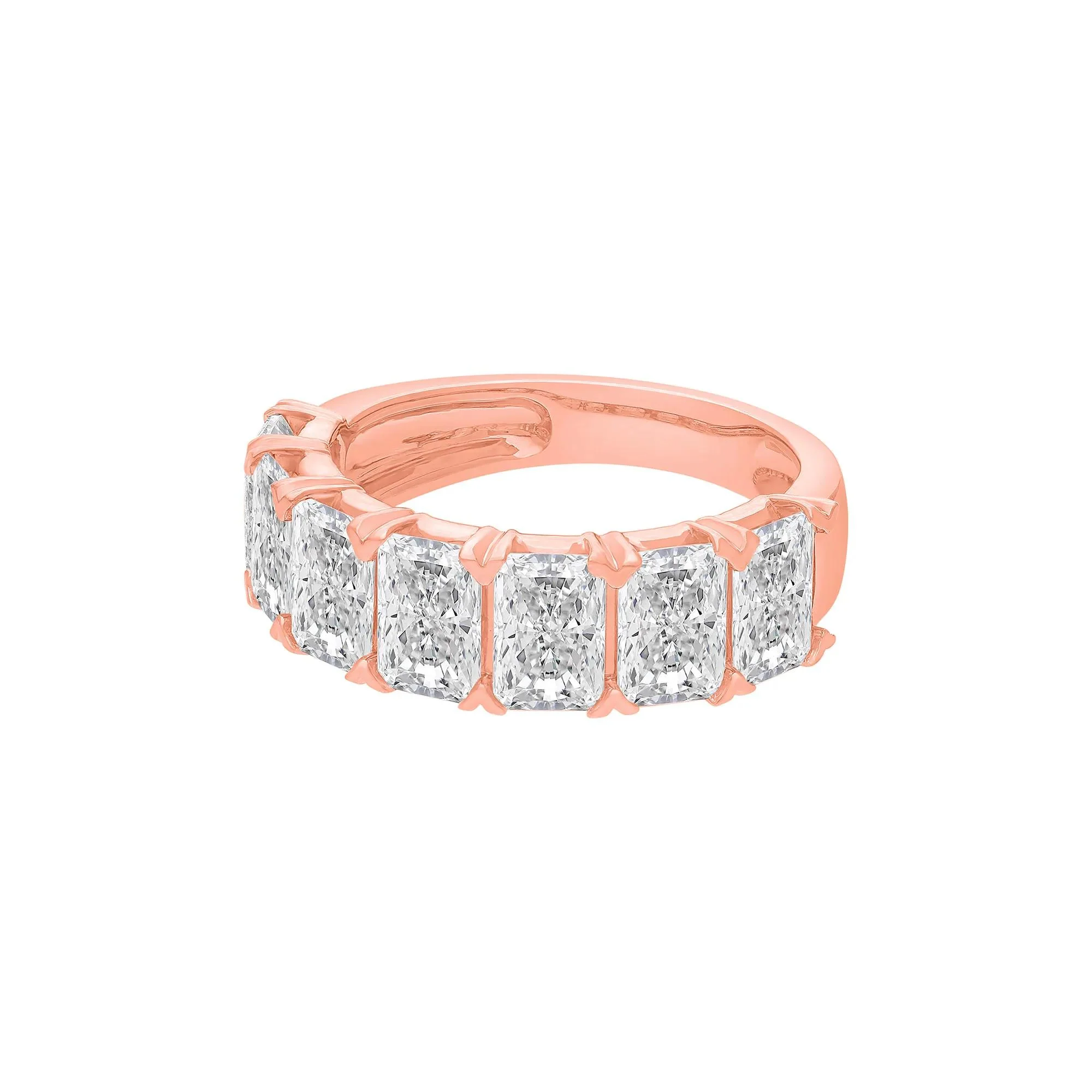 5 CT. Tw. Lab Grown Diamond Radiant Anniversary Band Ring 14K Rose Gold Size 5.5 - Image 4