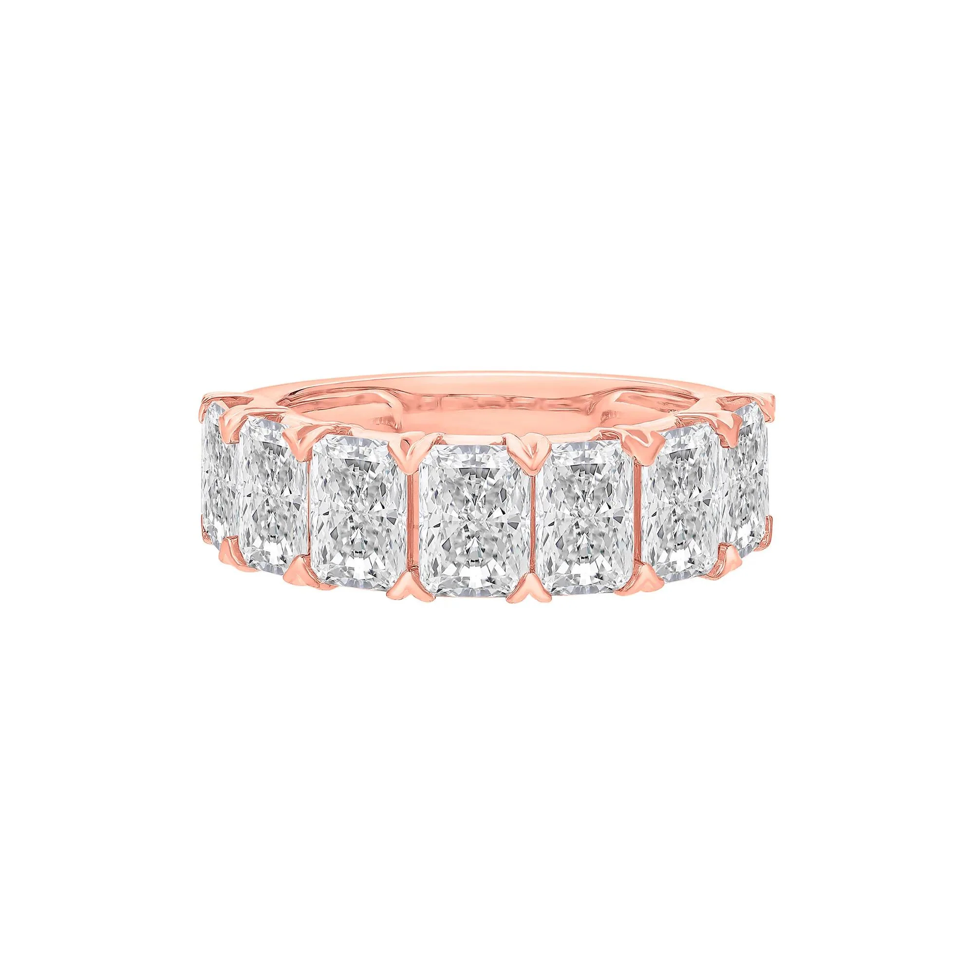 5 CT. Tw. Lab Grown Diamond Radiant Anniversary Band Ring 14K Rose Gold Size 6.5