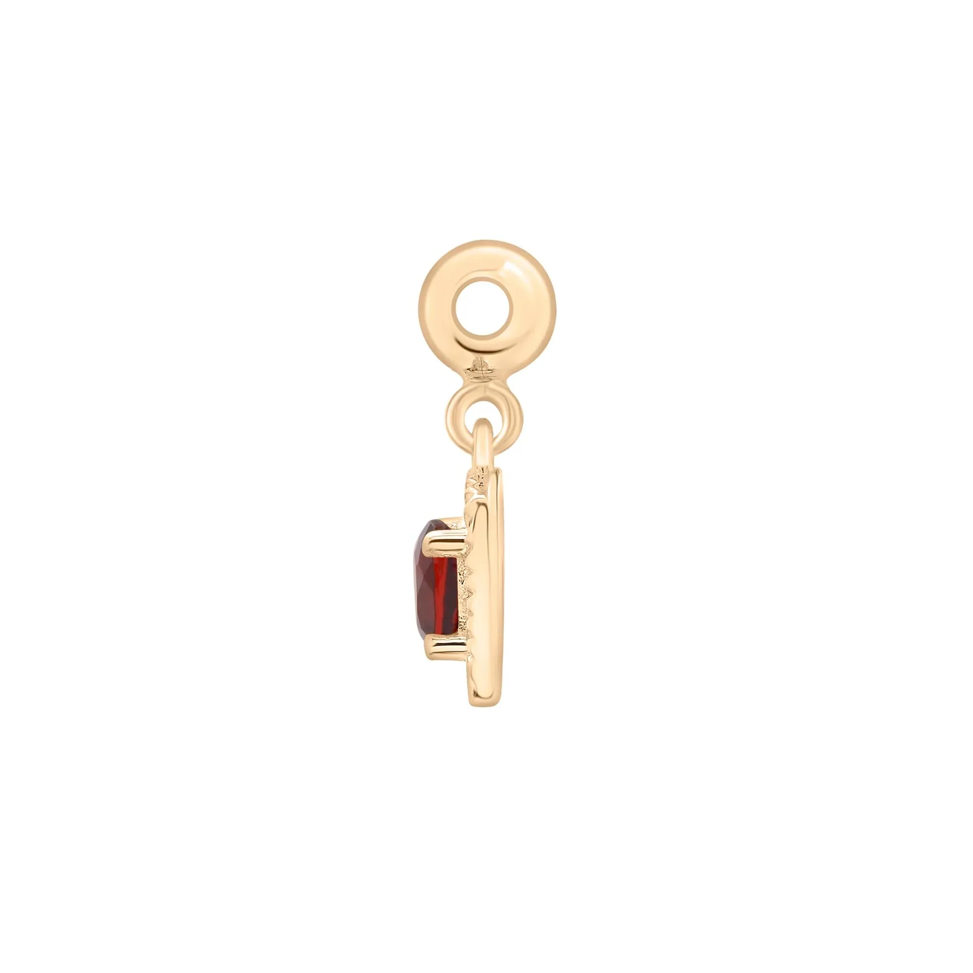 Garnet Medallion Birthstone Bead Charm Vermeil Yellow Size 13.00mm - Image 2