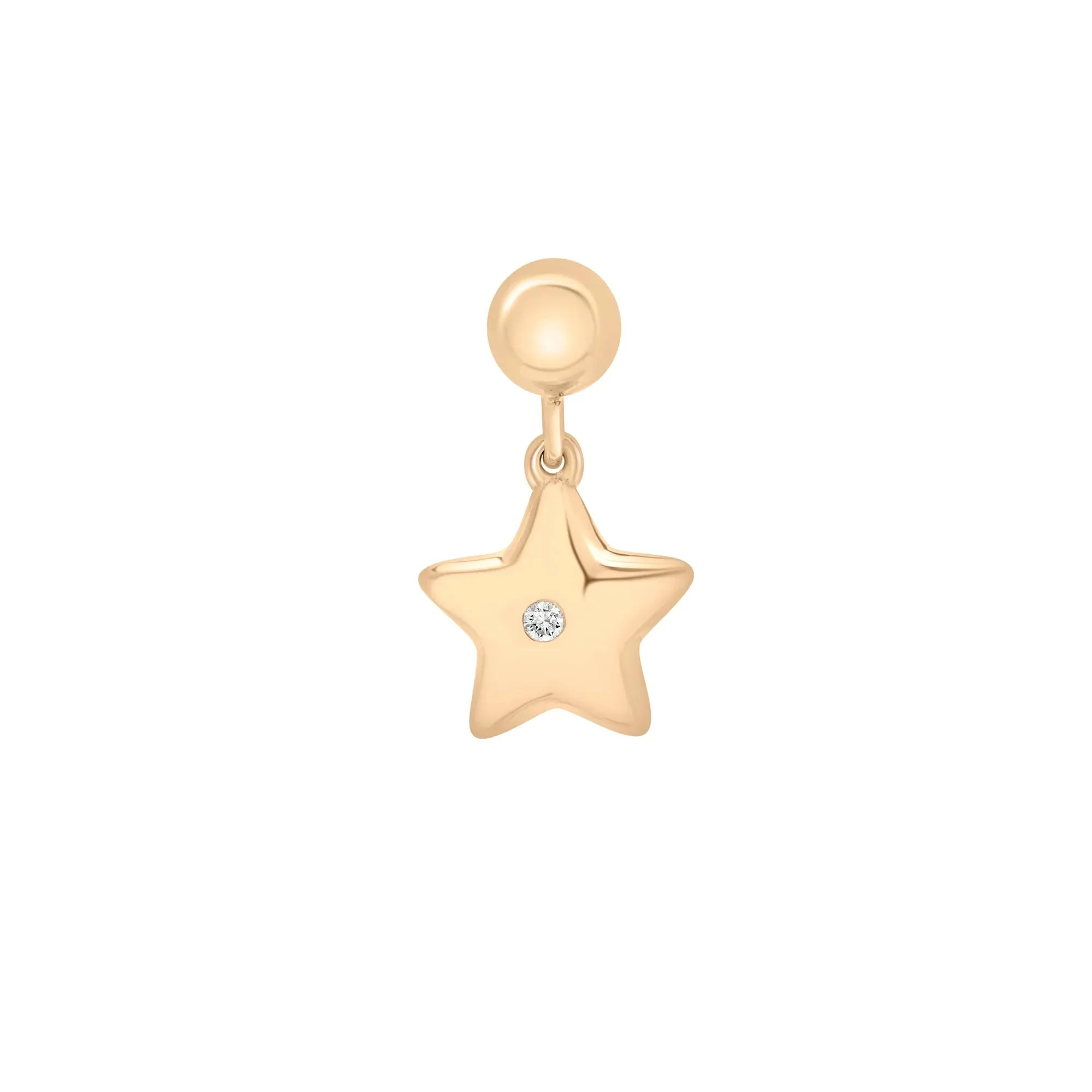 Diamond Accent Puff Star Bead Charm Vermeil Yellow Size 14.00mm