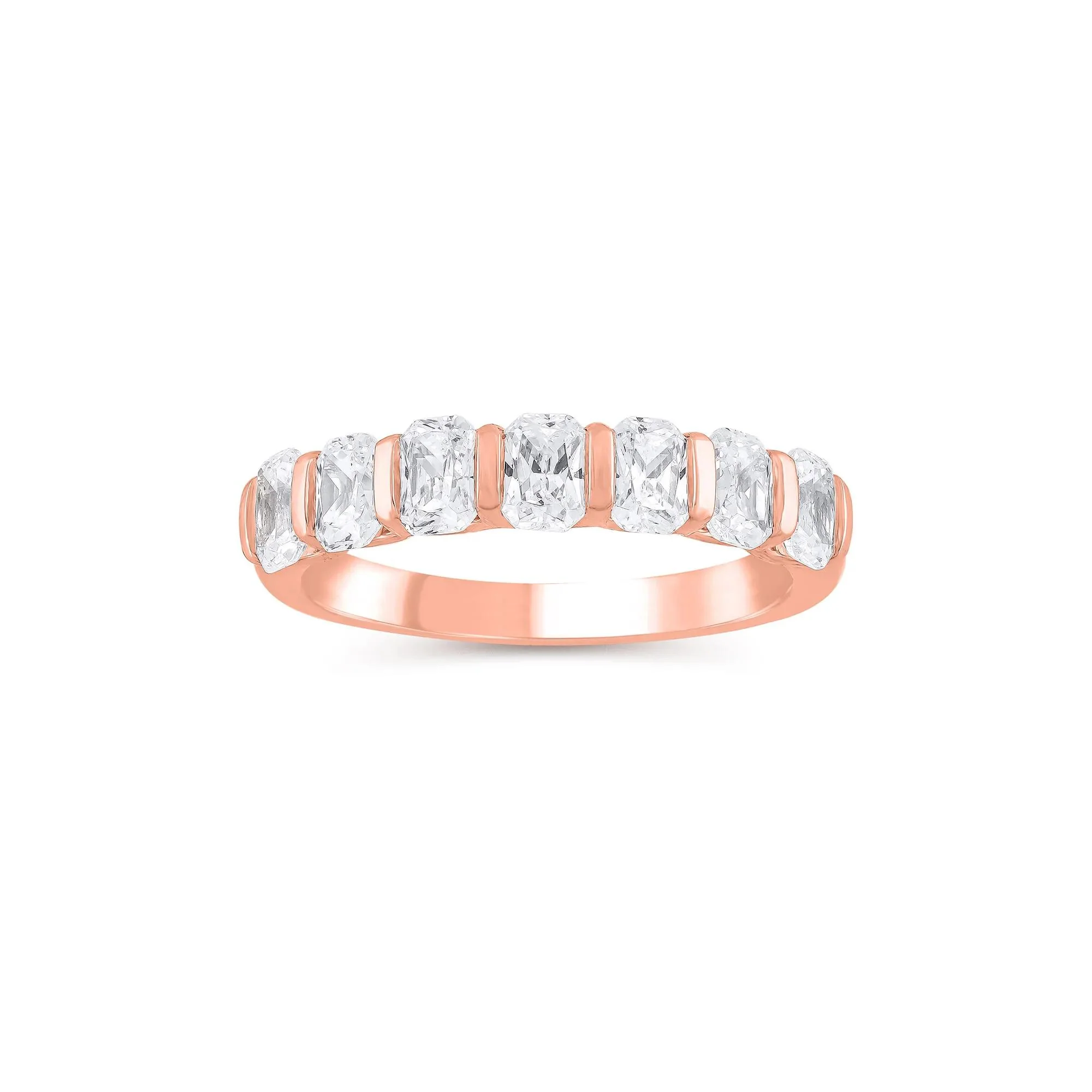 1 3/8 CT. Tw. Lab Grown Diamond Radiant-Cut Anniversary Band Ring 14K Rose Gold Size 6.5 4mm